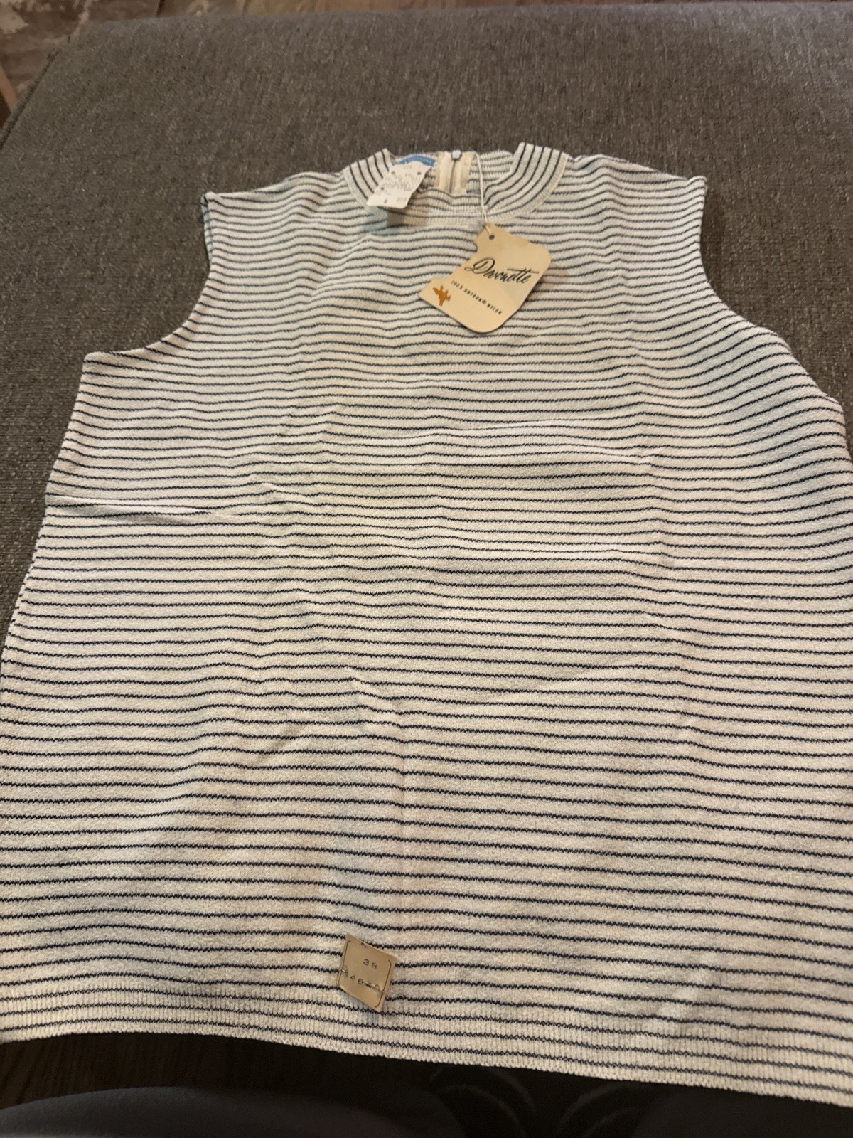 Vintage 60s 70s Striped Knit Shell Top NOS Darvelle Lit Brothers Sz 38