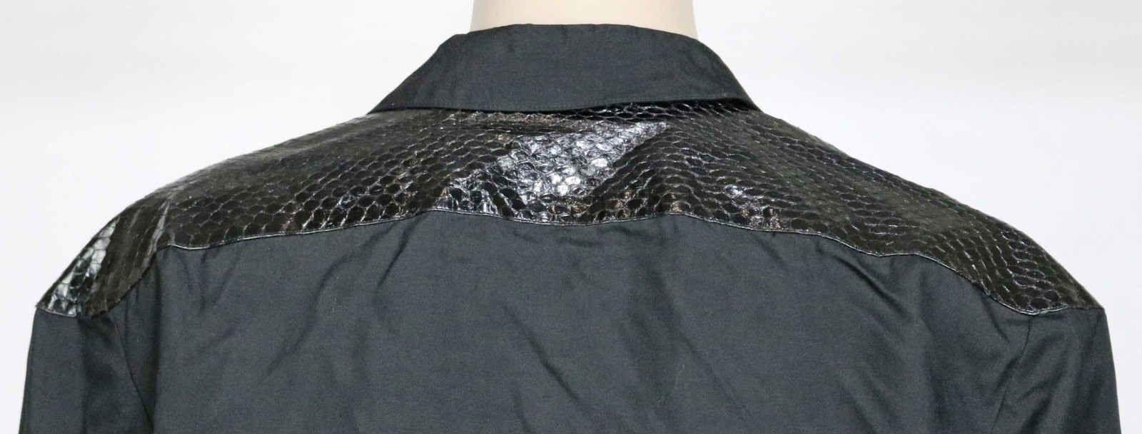 80s Vintage Shirt Blouse Top Black Silk Wool Real Snakeskin Francesca Damon M/L