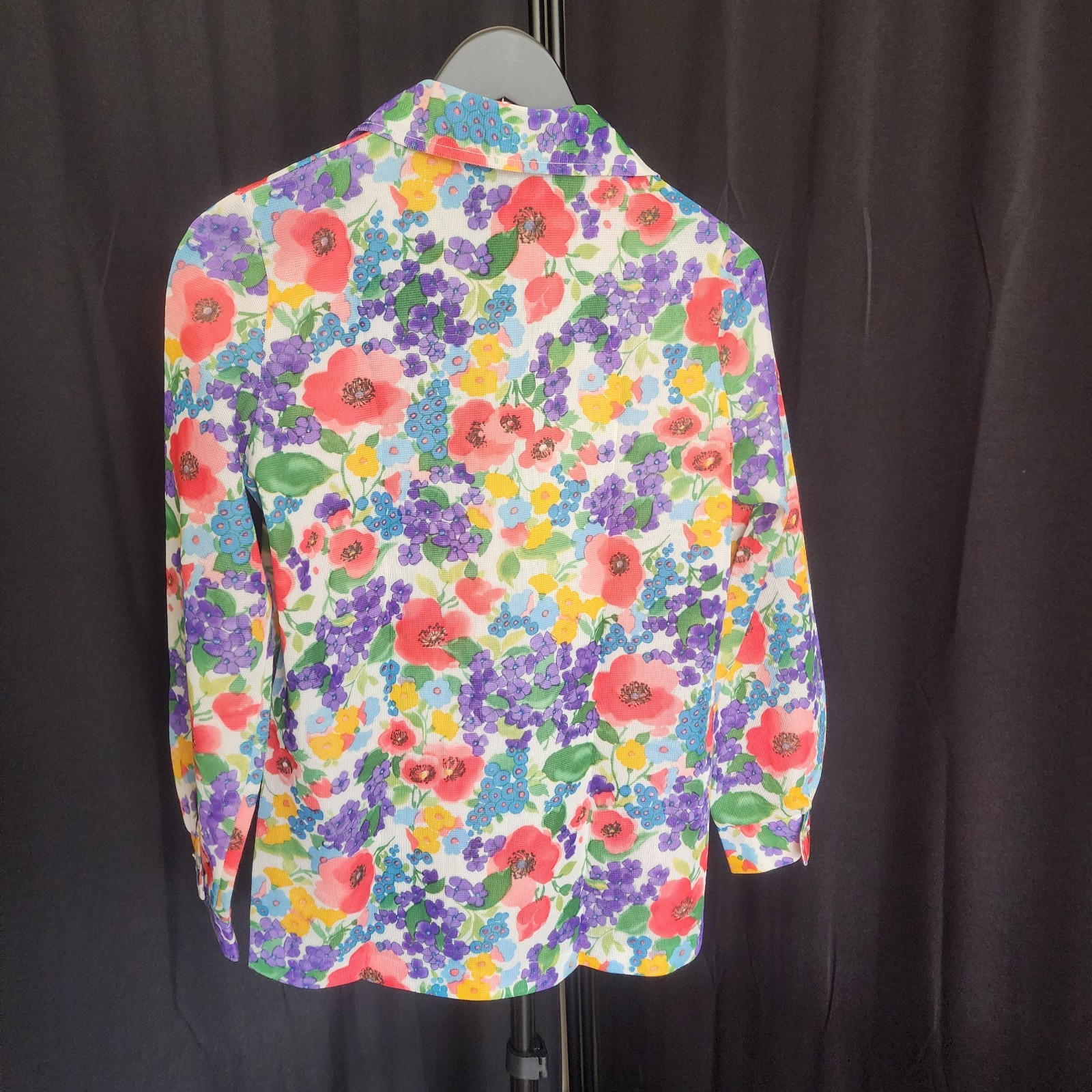 Vtg 70s NPC Fashions Floral Blouse Dagger Collar Button Up Retro Boho Chic