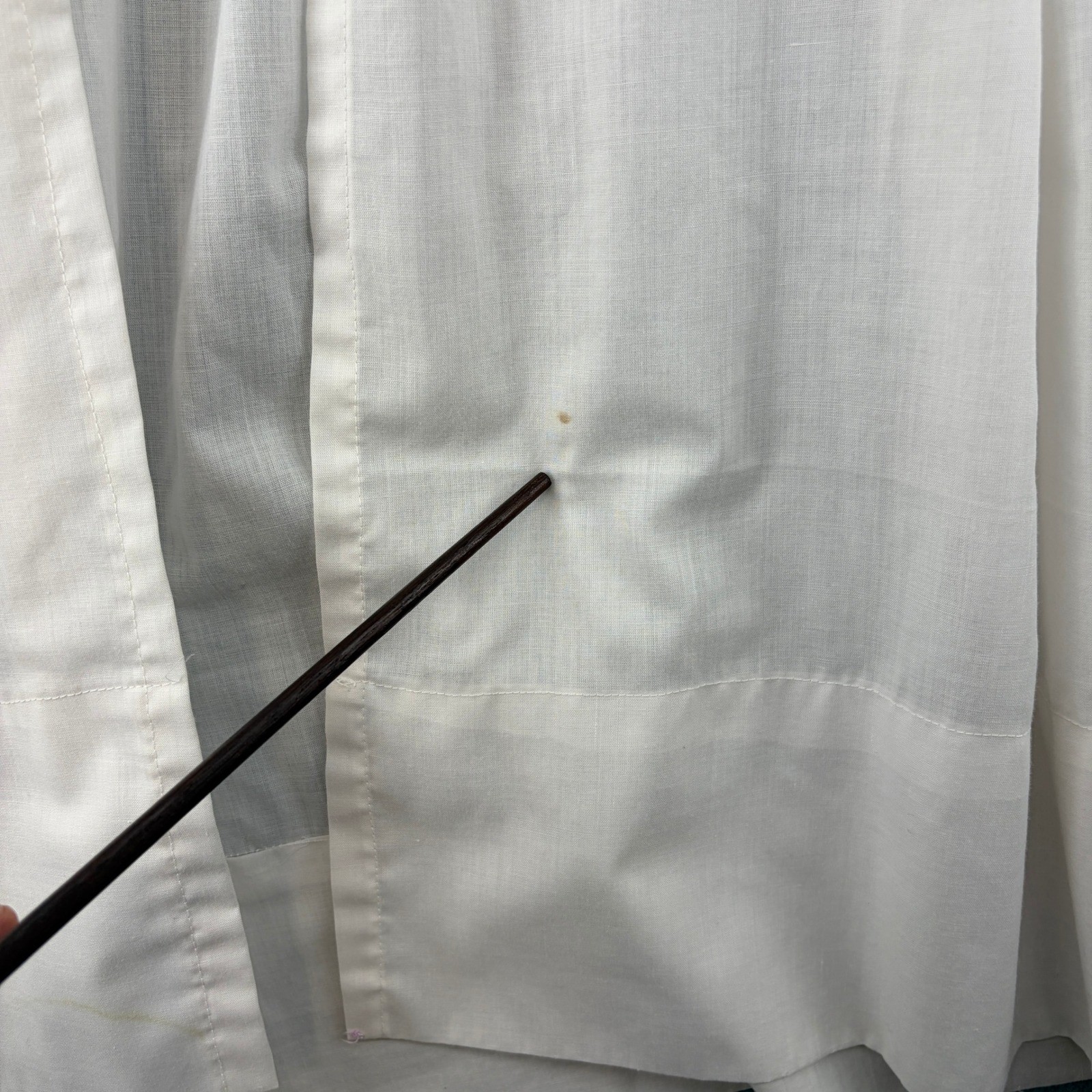 Vintage White Eyelet Lace Pinafore Apron Dress Cottagecore Prairie Maxi S/M FLAW