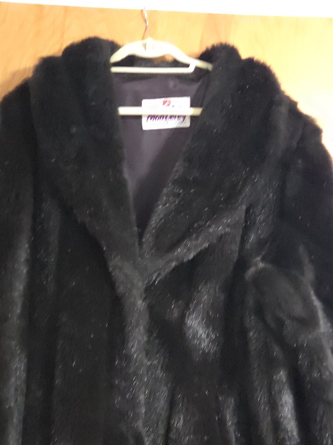Vtg Woman’s Faux Fur Monterey Fashions Black Coat Made In USA Size 20WP