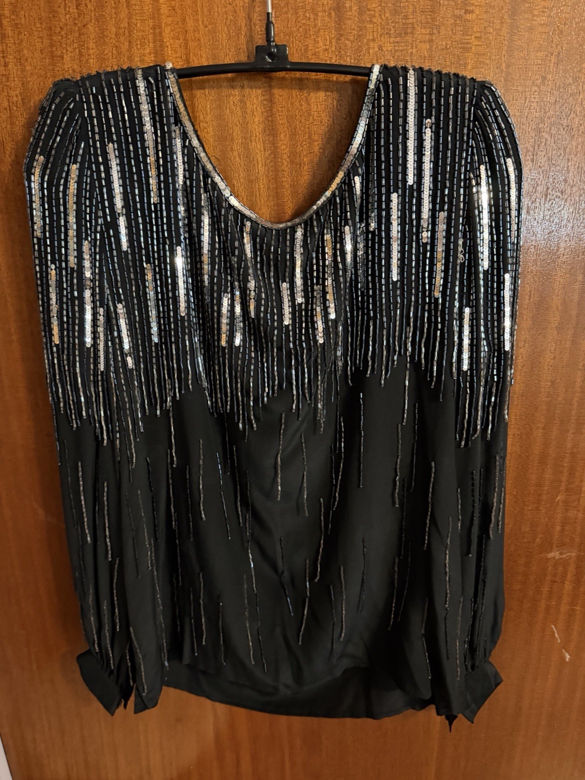 Vintage 80s Argenti Beaded Top – Fun!! 100% Silk Size Medium