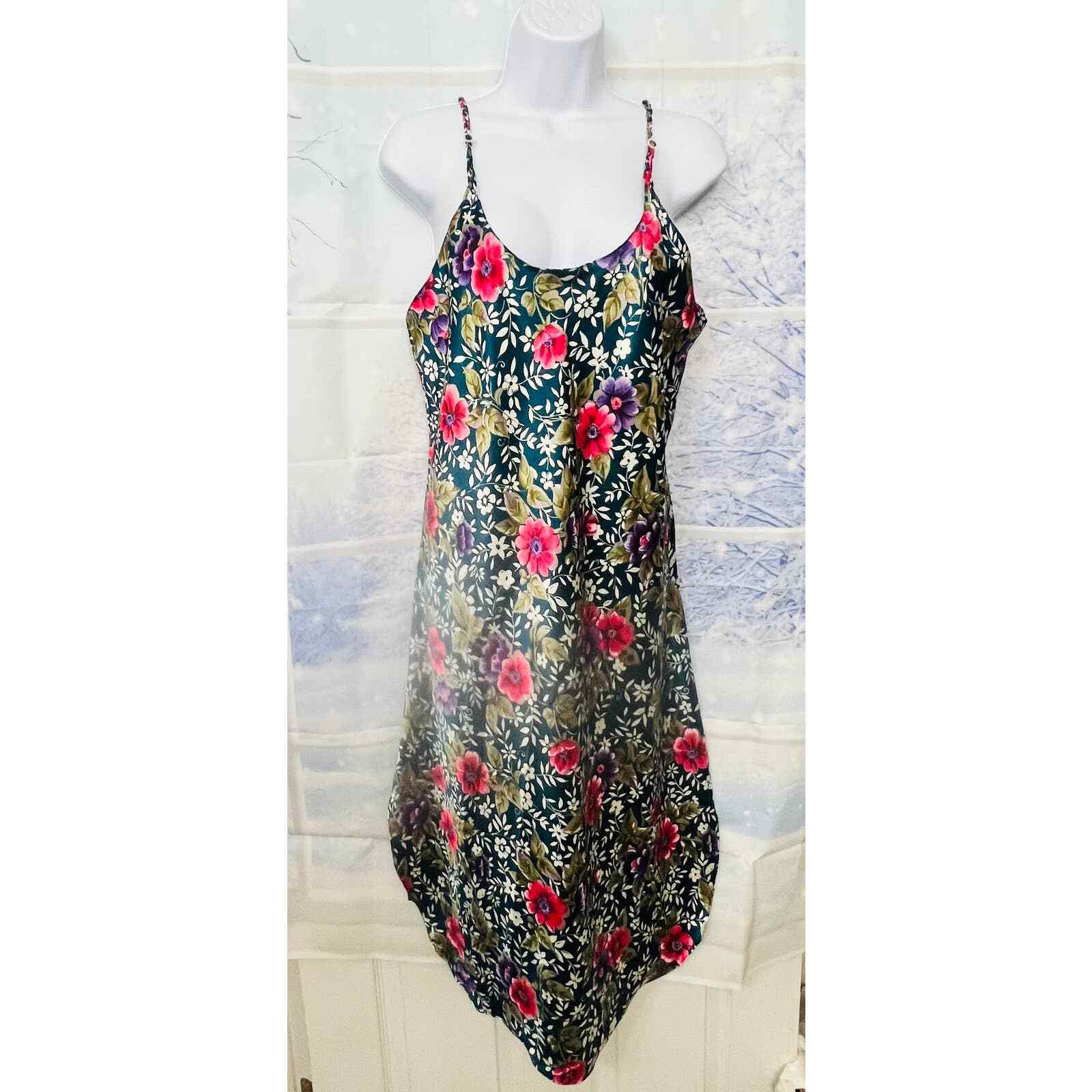 Dentelle Floral Midi Nightgown Vintage Satin Chemise Lingerie