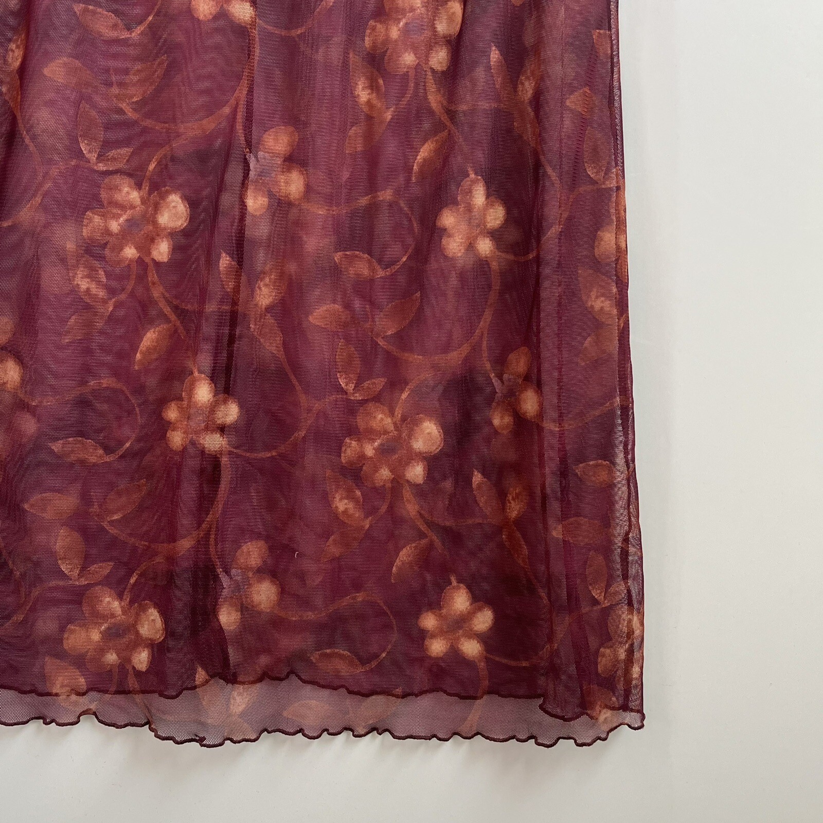 Brentwood Sheer Net Vintage 90s Floral Dress Roses Retro Mini