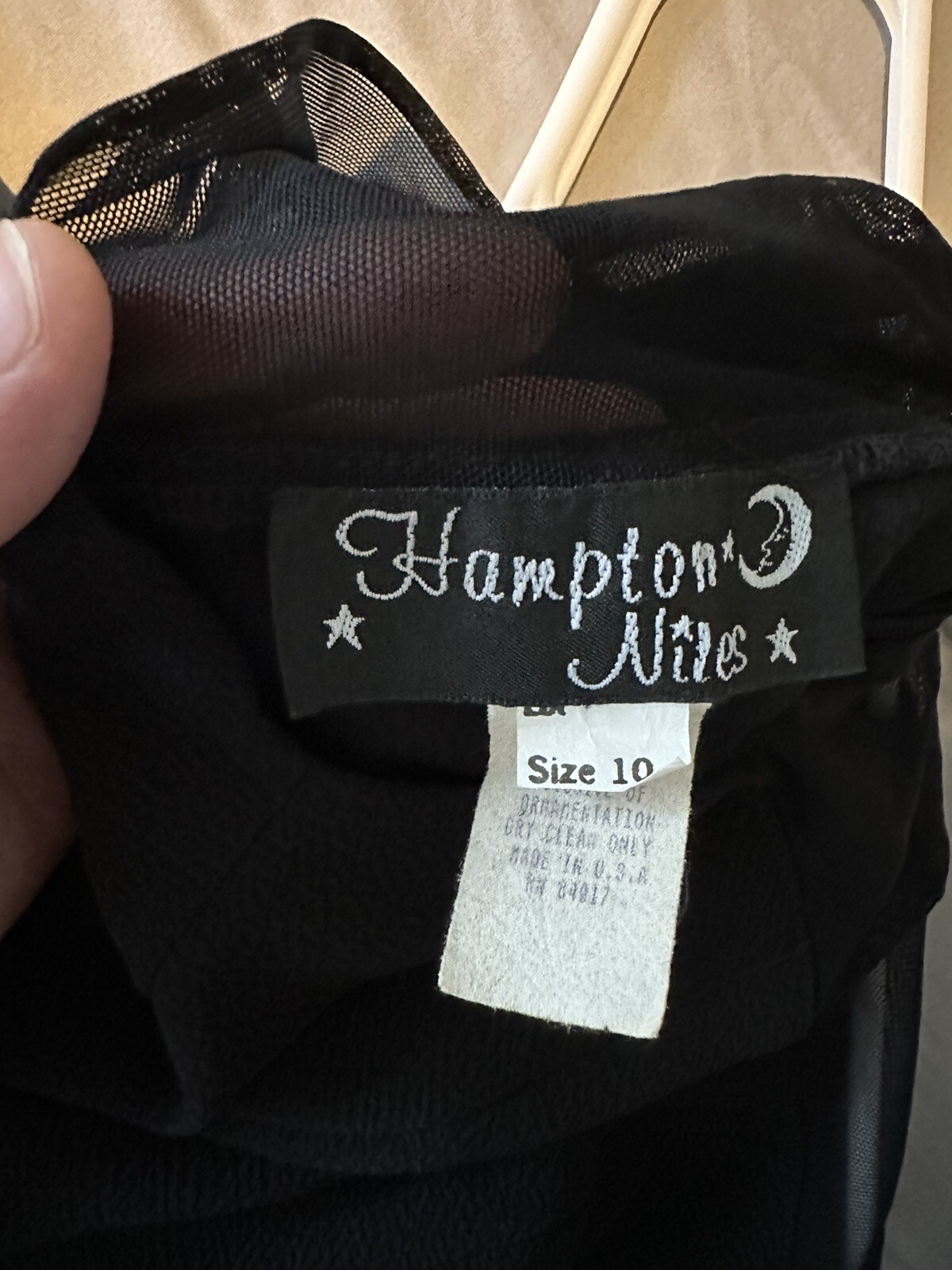 Vintage Black Mini Dress Sheer Neckline Sleeveless Witchy Hampton Nites Size 10
