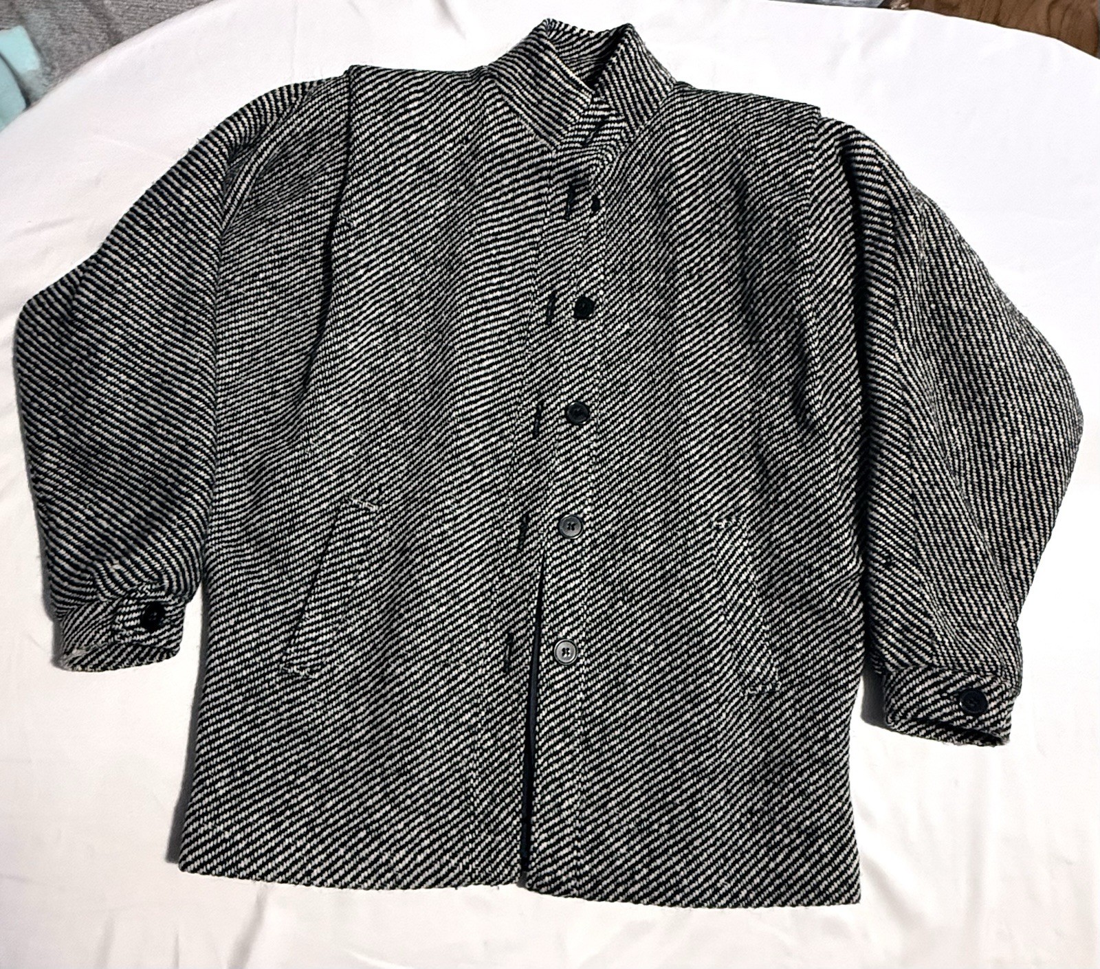 Vintage Women’s Barbarella 100% Pure New Wool Black & White Tweed Pattern Sz9/10