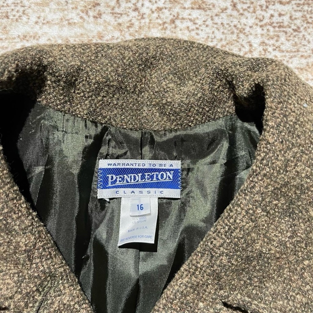 Vintage 1990s Pendleton Classic Wool Blend Blazer Jacket Women’s Size 16 USA Mad