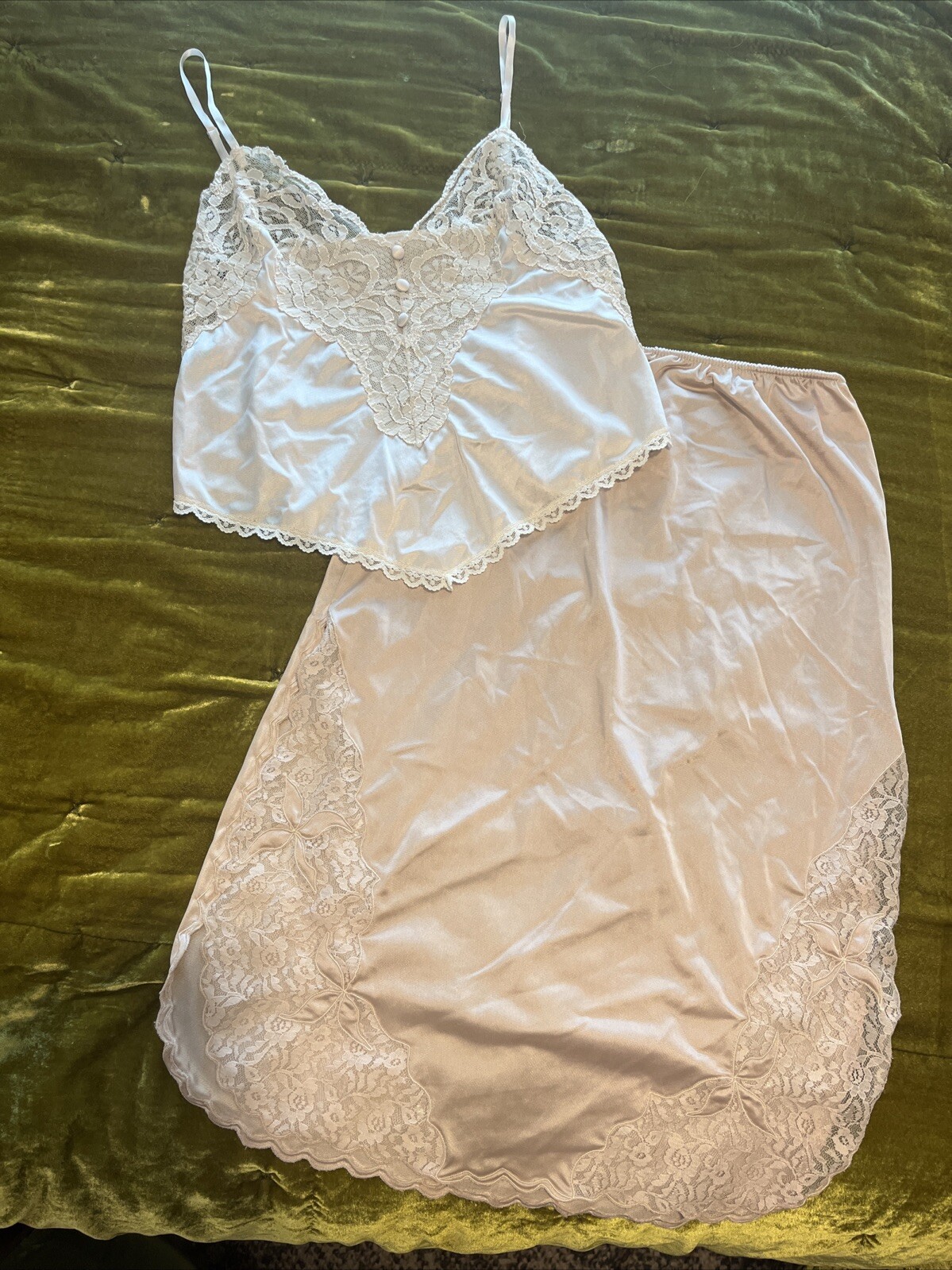 VTG 1960’s Retro Pale Pink Blush Lace Trim Nylon HALF SLIP LINGERIE USA Small