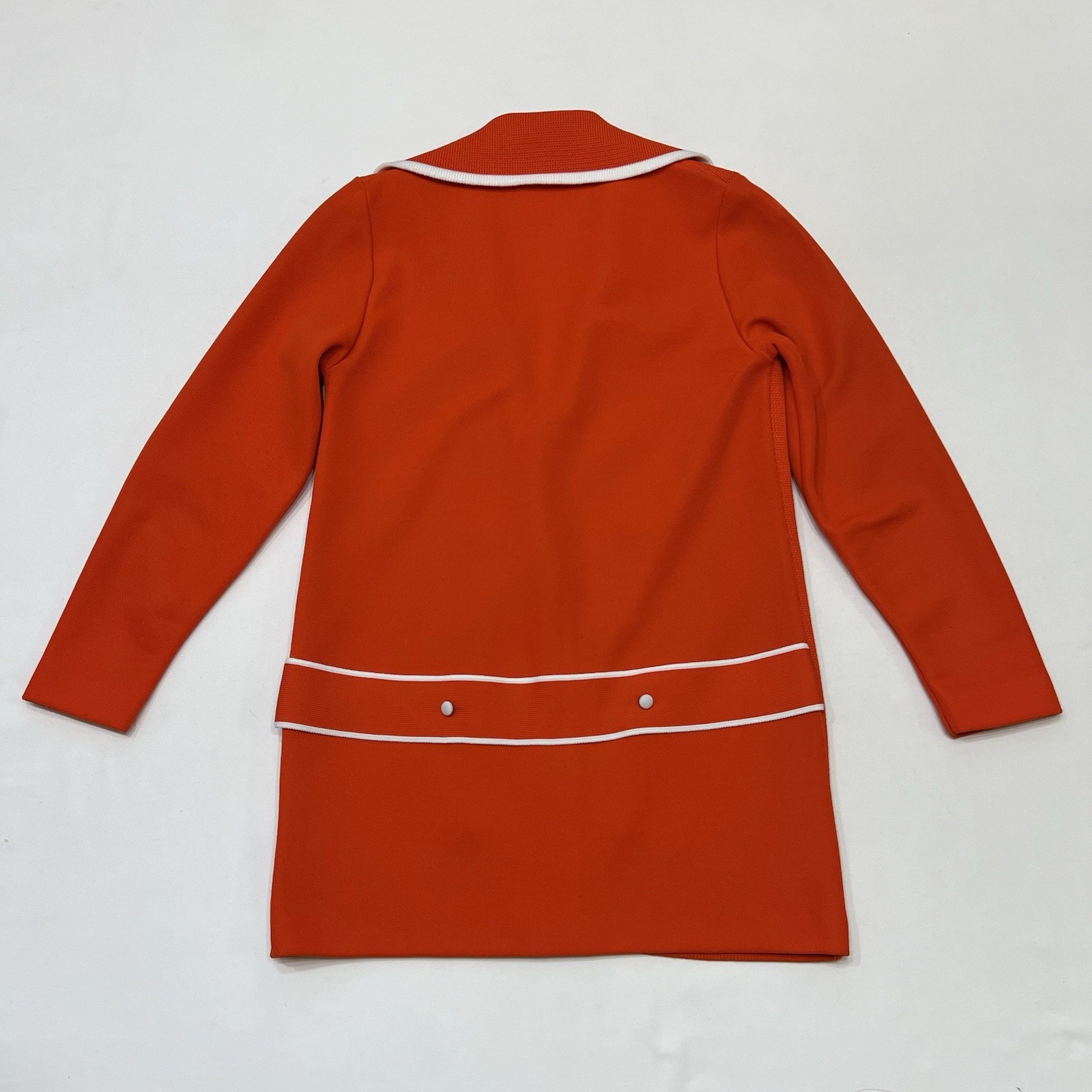Vintage 60s Mod Red Coat Size XS Double Breasted White Trim Buttons Union Made