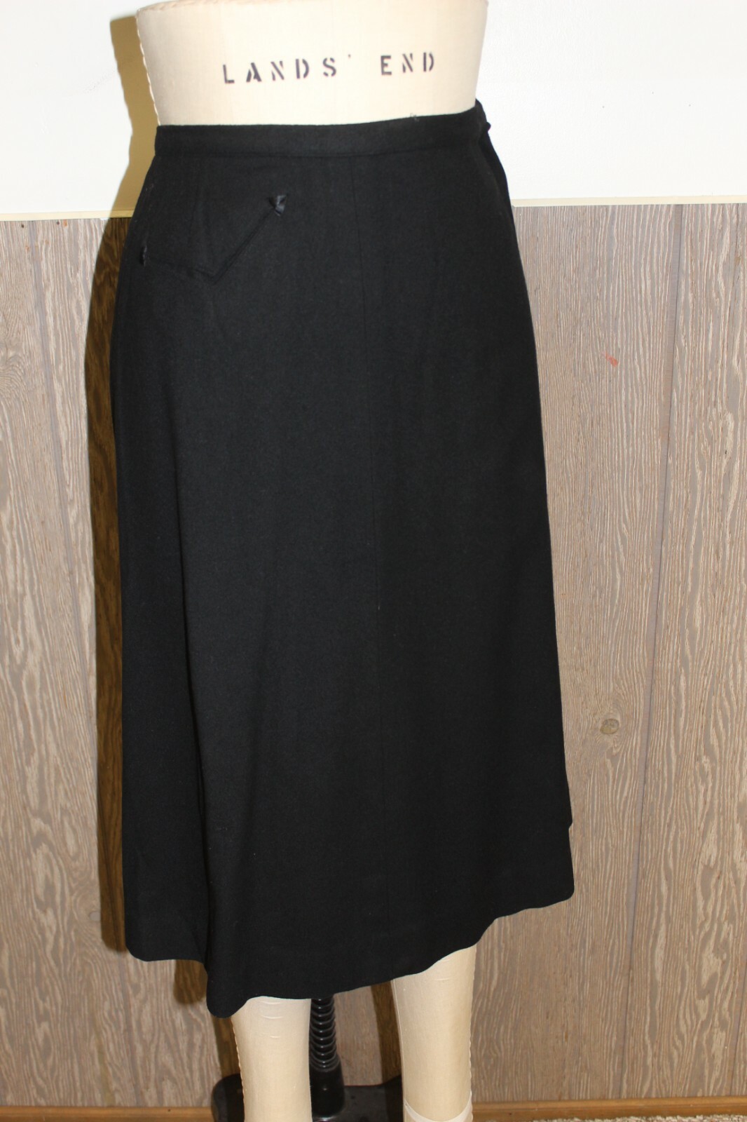 VTG 60s EVAN-PICONE BLACK WOOL A-LINE WIGGLE PENCIL SKIRT 25 1/4″W