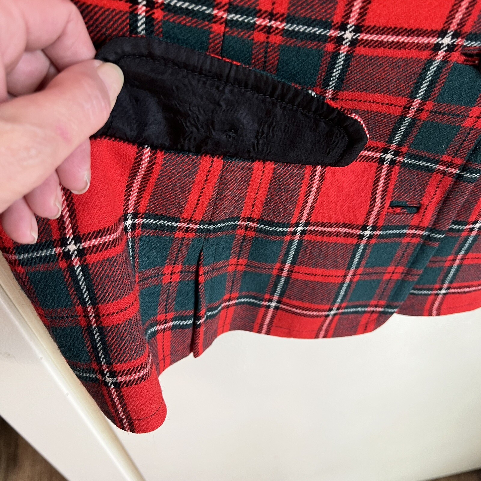 Pendleton Vintage 70s Red & Black Tartan 100% Virgin Wool Classic Blazer Size 18