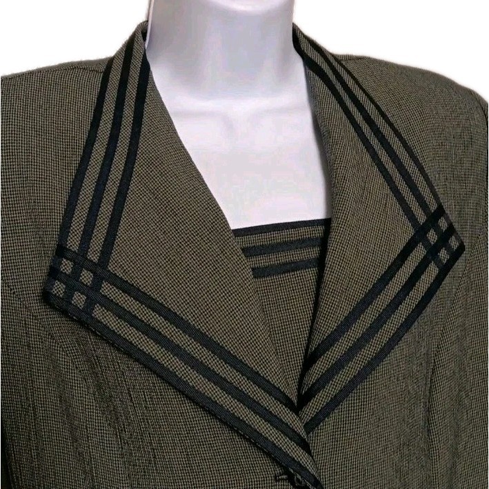 Academia Olive Green Button-Down Maxi Dress Edwardian Victorian Vintage 12P