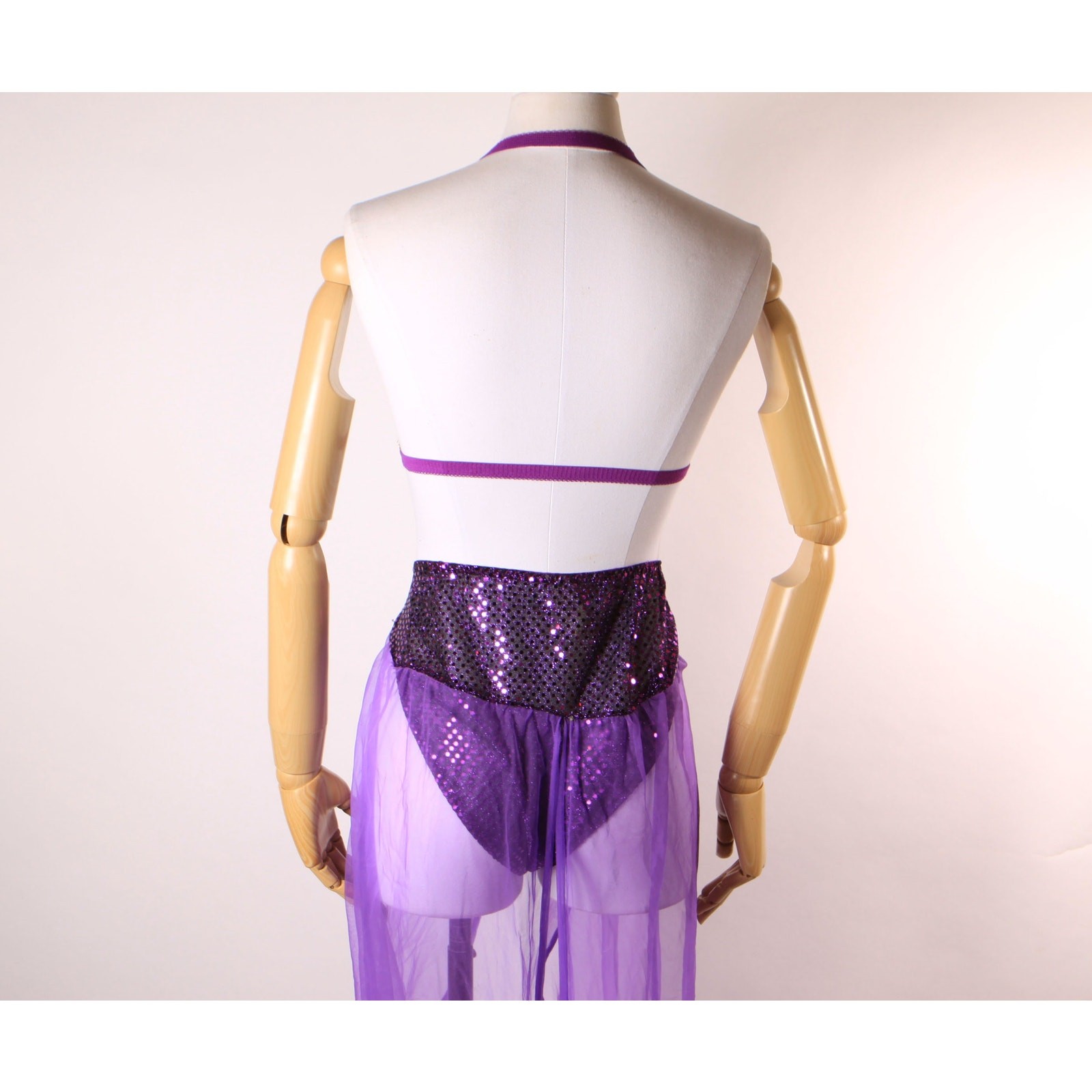 1980s 1990s Purple Gold Bikini Top & Pants Genie Belly Dancer Lingerie Costume