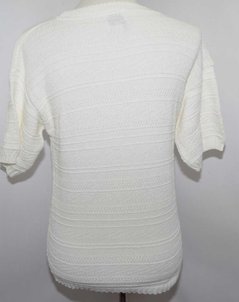 VTG TR Bentley 80s 90s White short Sleeve Knit Sweat Made in the USA Womens S