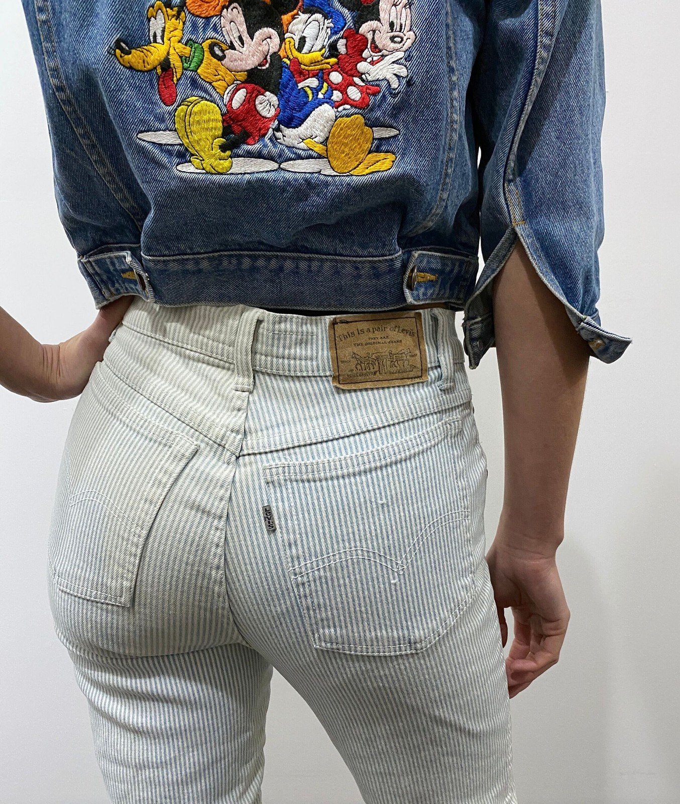 80s Levis Hickory Stripe Jeans: Vintage High Waist Tapered Denim
