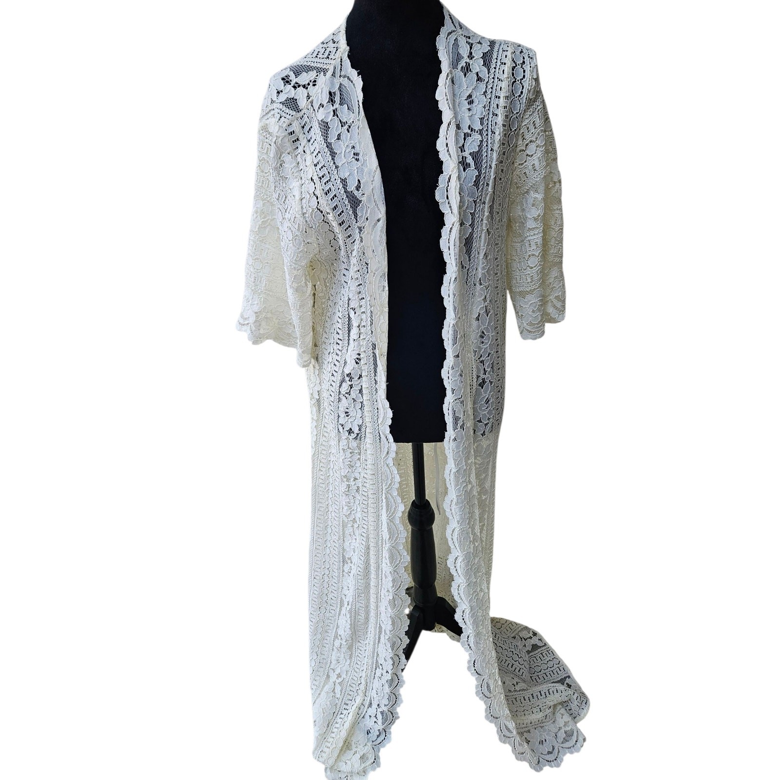 Le Rose Creme Women Vintage Lace Robe Size Small Medium