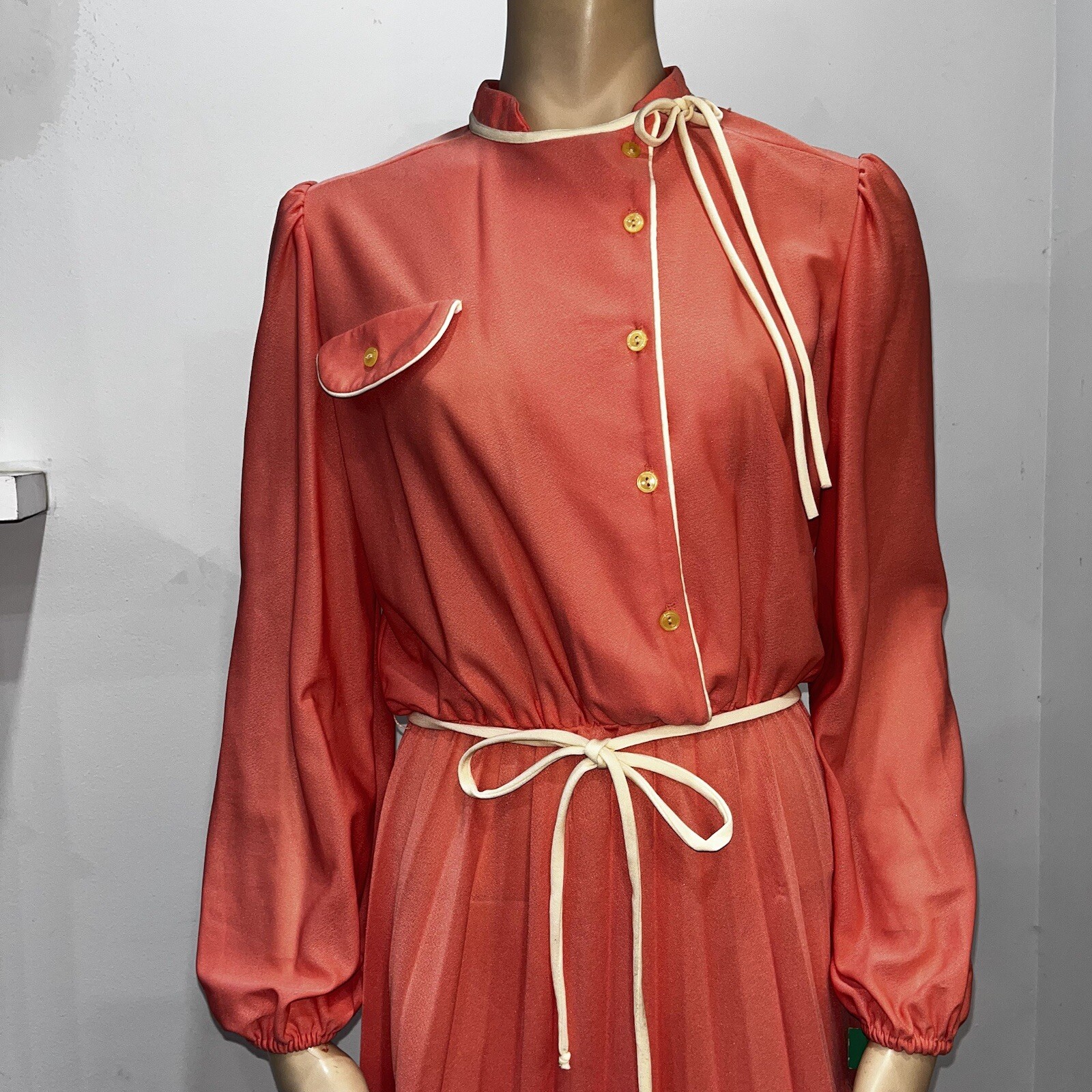Vintage Sears The Fashion Place Belted Pleated Dress 1970s Size 14