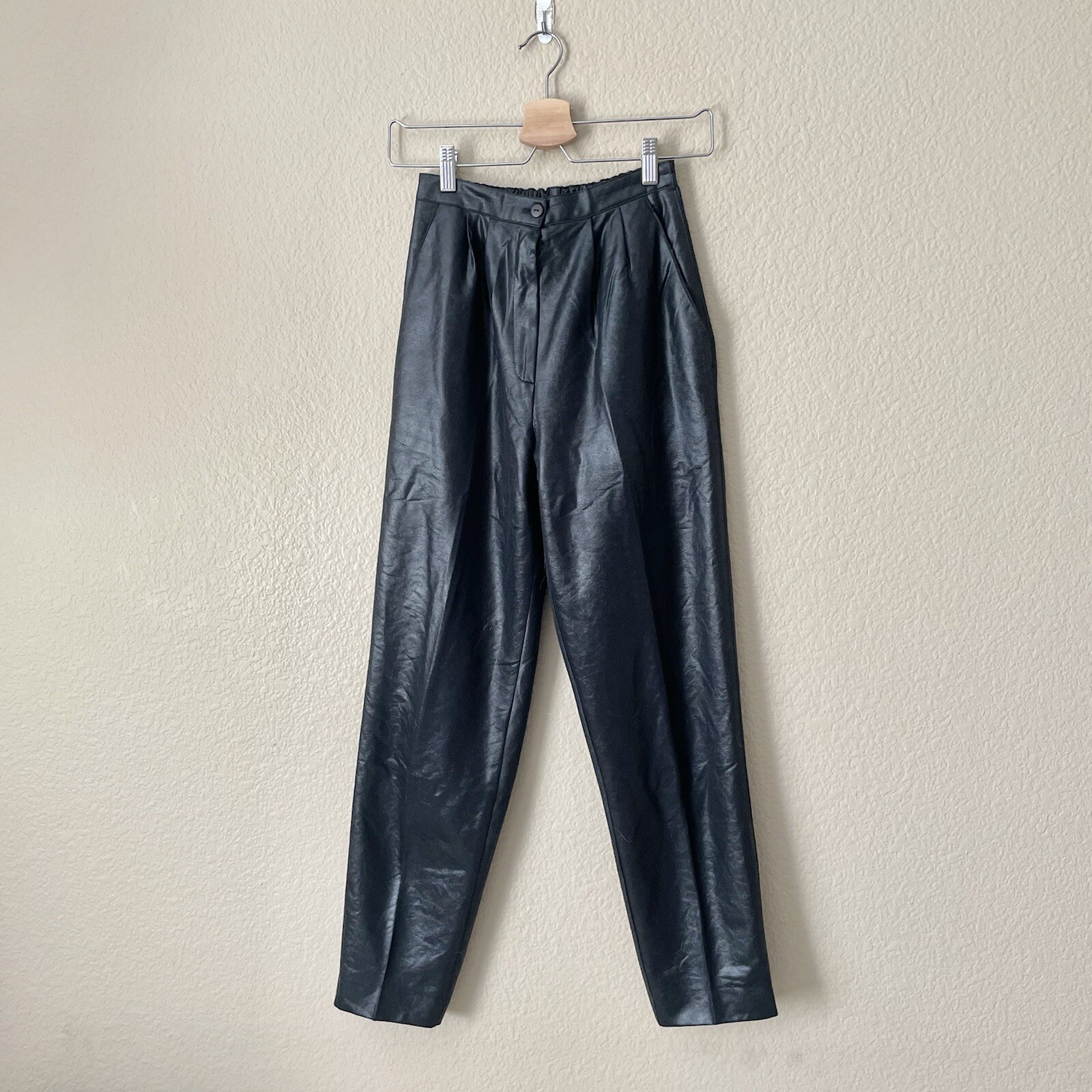 Vintage Pierre Lamonte Black Shiny Sleek High Rise Pants Women’s Size 6