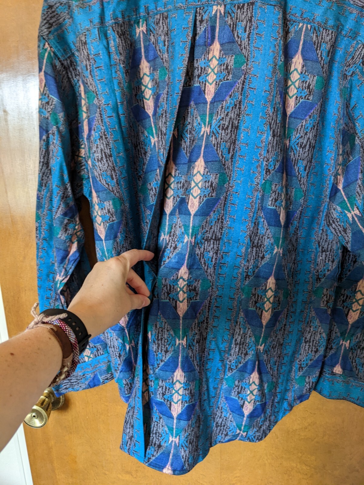 NWOT Vtg Zashi Geometric Southwestern Aztec Print Button Up Blouse Women’s Large