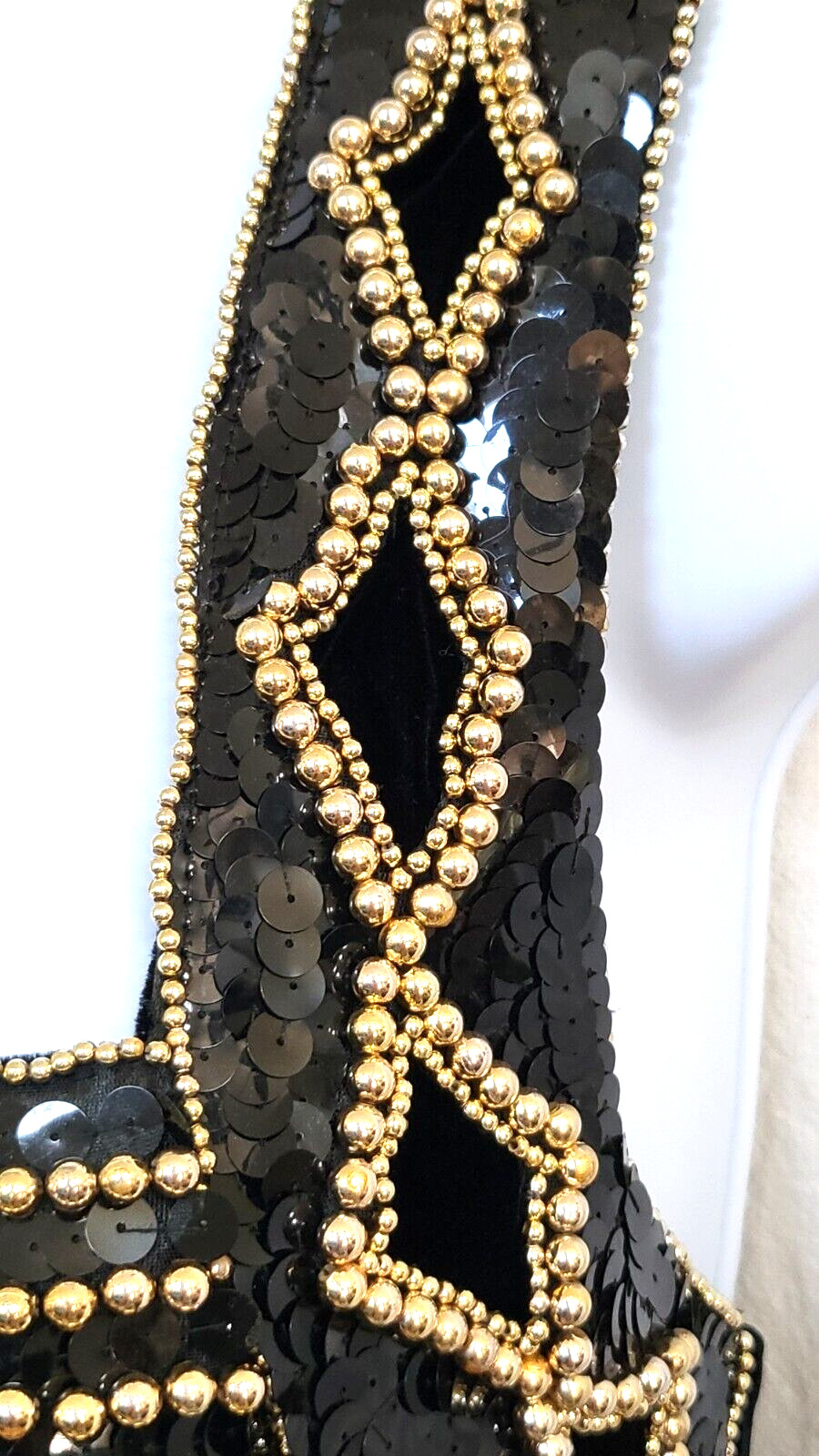 Elegant Black Velvet Vtg 80s Blondie and Me Evening Gown Dress Sequins Beads 5/6