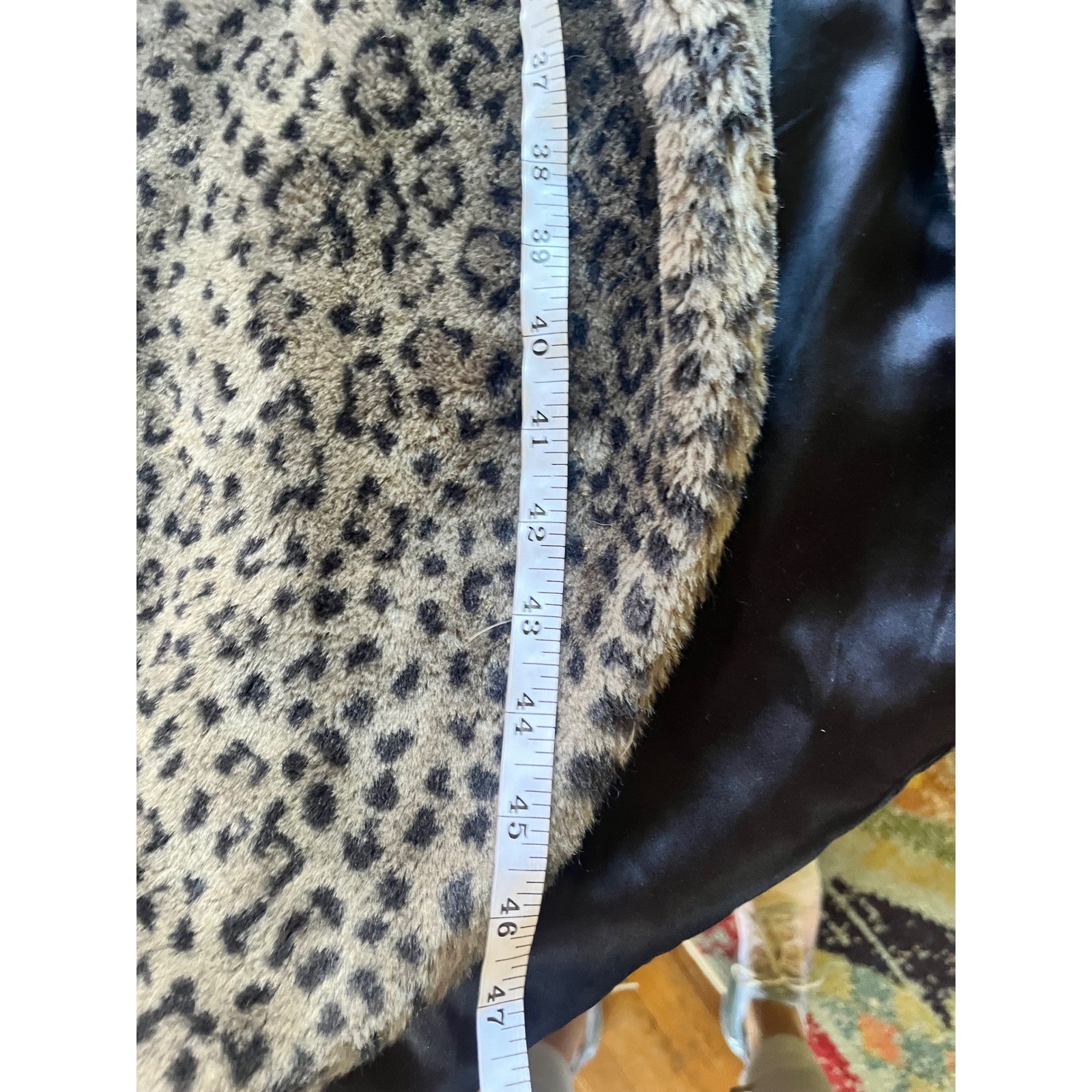 Vintage Express Faux Leopard Fur Coat Womens XL Long Plush Animal Print Jacket