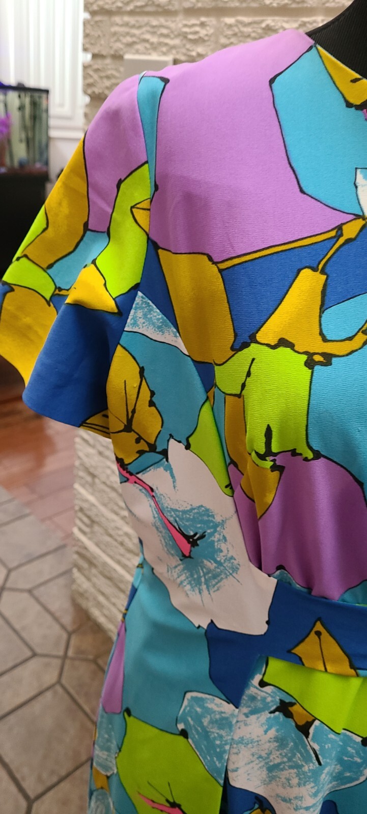 60S ANDRADE ja na WAIKIKI HAWAIIAN Maxi Dress Florals leaves M to L