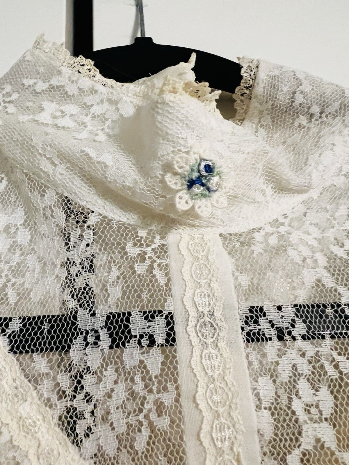 VTG 70s Candi Jones California Dress Ivory Prairie Lace Maxi Boho Cottagecore 11