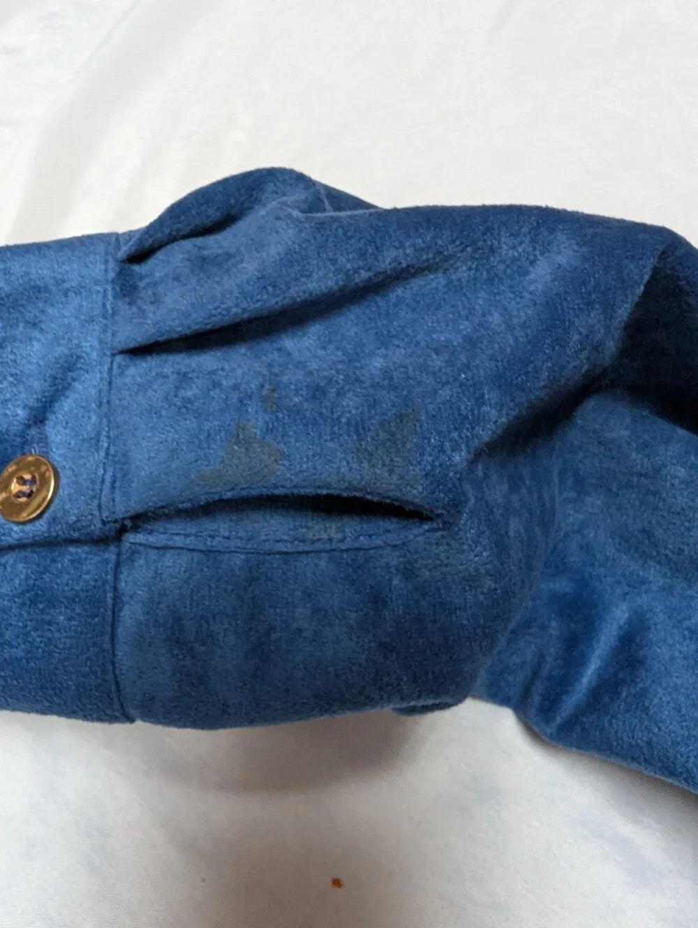 Vintage 70’s Button Front Blue Velour Dress & Jacket Anjac By Marc Needleman