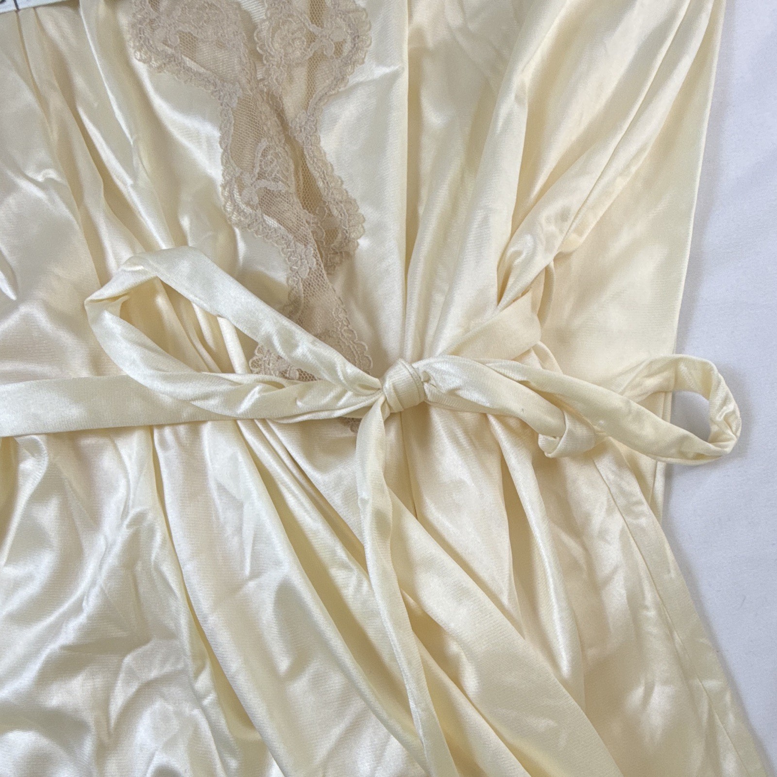 VTG 70s Henson Kickernick Nylon Pajama Set Short Peignoir Wrap Top Pants 34 -A14