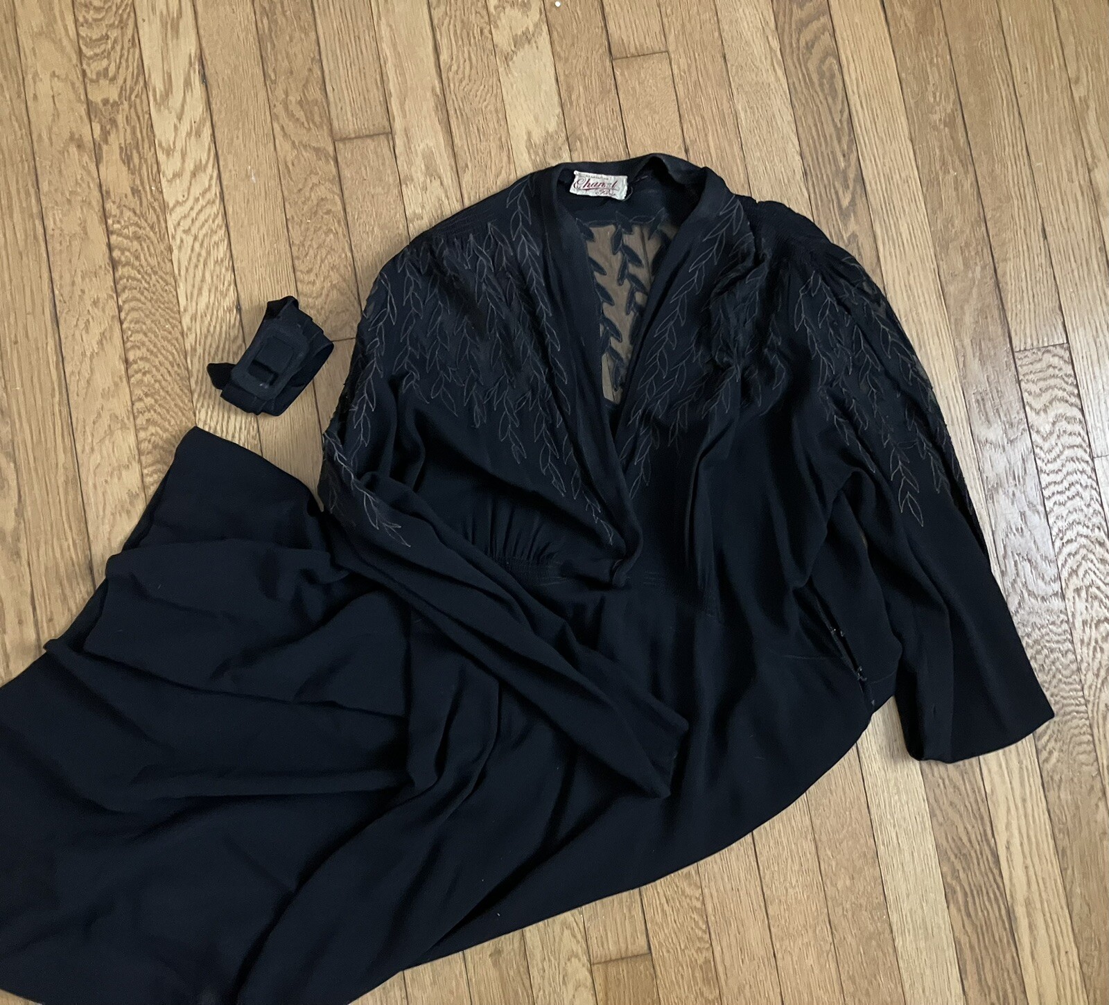 Vintage 1930’s Coco Chanel Paris Adaptation Dress Antique Black Women’s Large