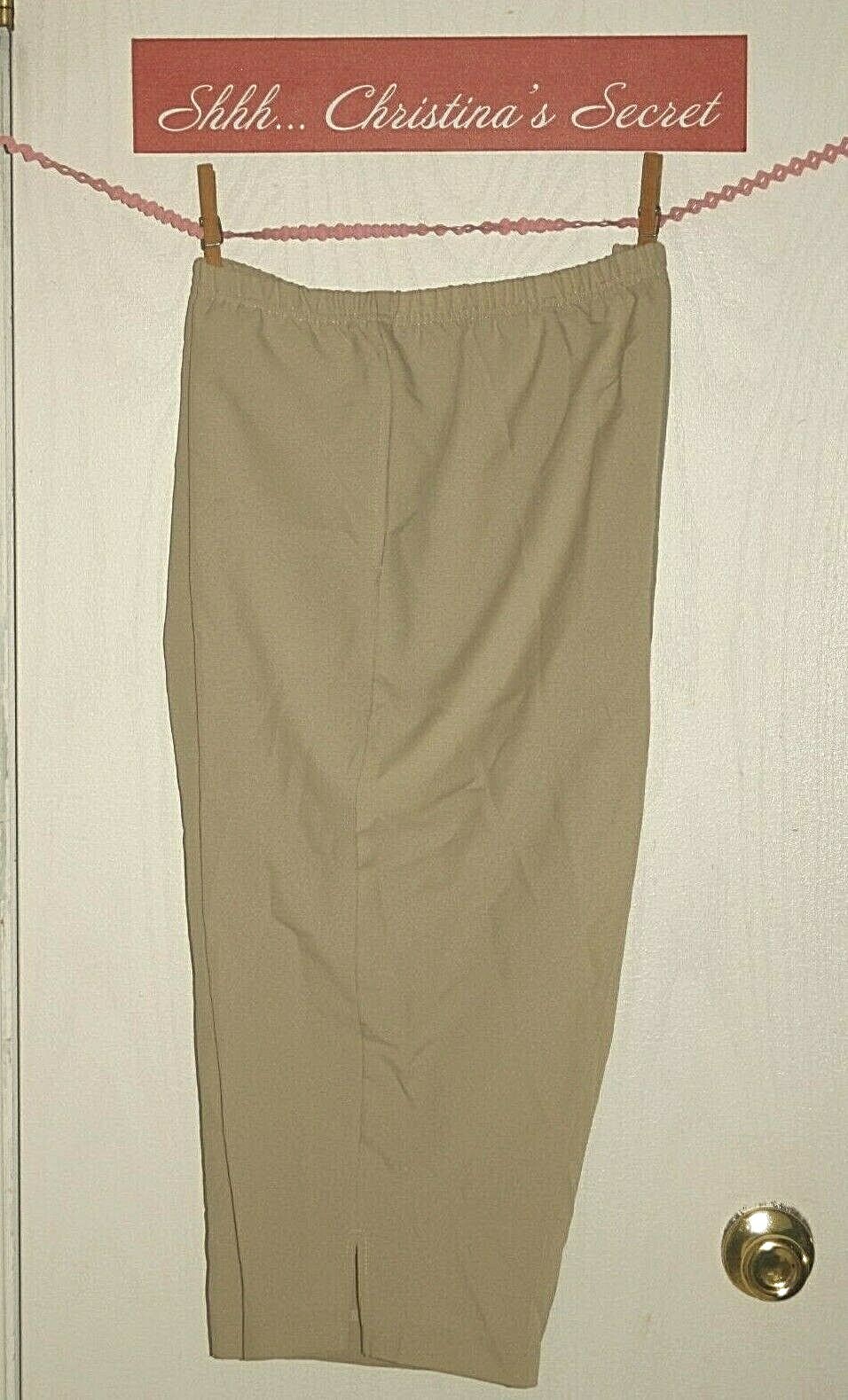 VINTAGE BLAIR Womens Pants Cropped Beige Pockets Comfort Washable Sz 2X *XLNT+
