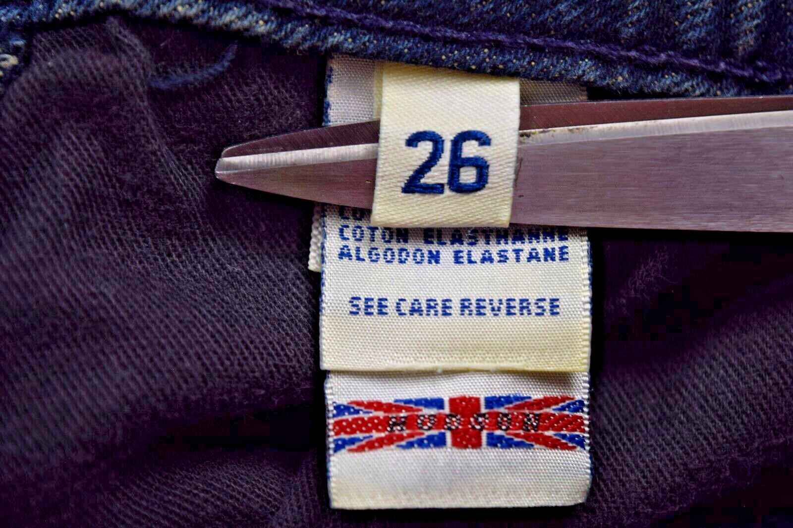 VTG Jeans Hudson Size 26 x 32 S/M 90s Med Blue Fading Low Rise Flared Made USA
