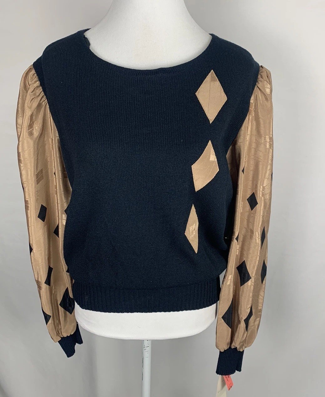 Vintage 80s NWT Two Piece Skirt Set Anthony Sicari Size 12-Black/Tan