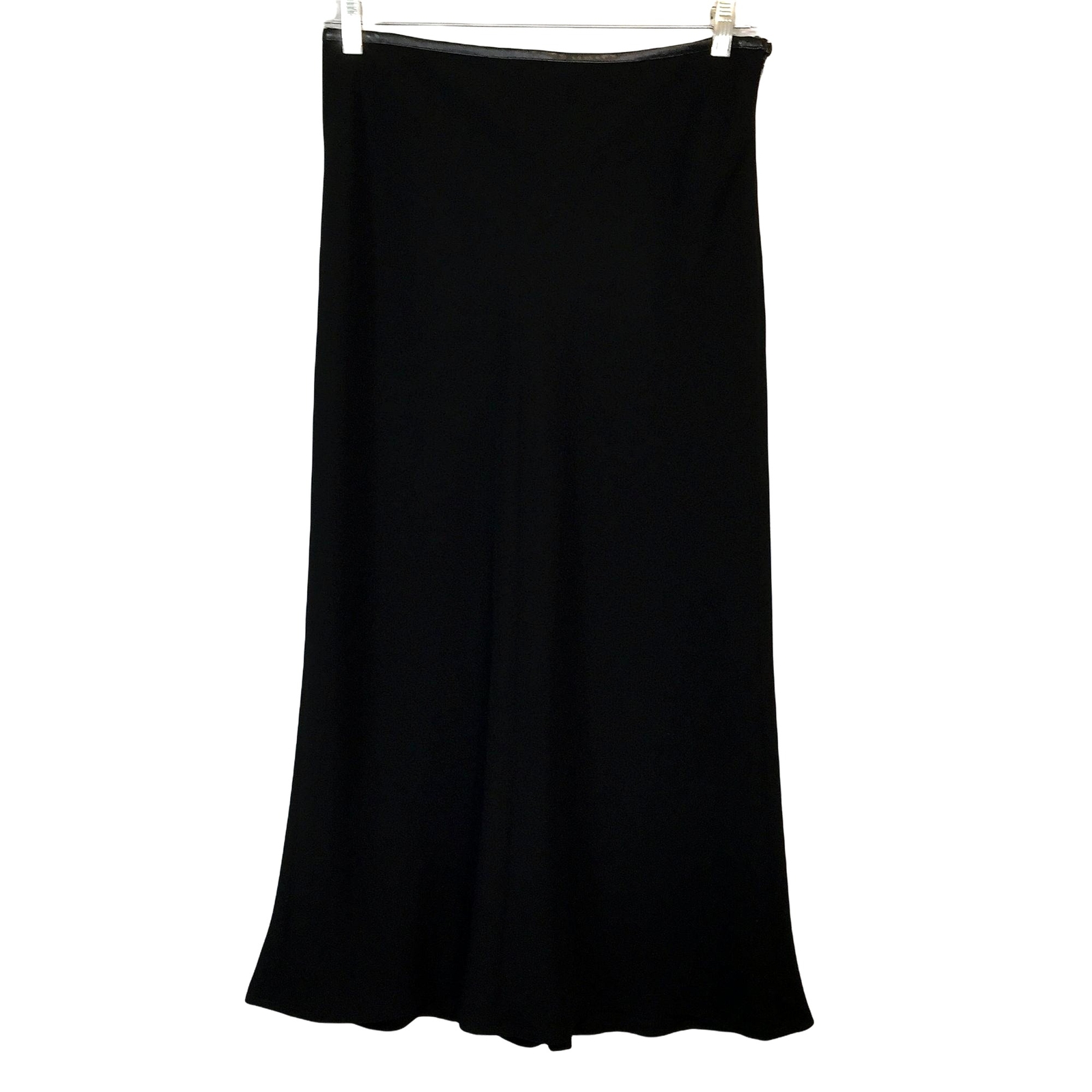 Italian Vintage 90s Black Maxi Skirt 46 Luisa Spagnoli Plisse Pleat Lined Long