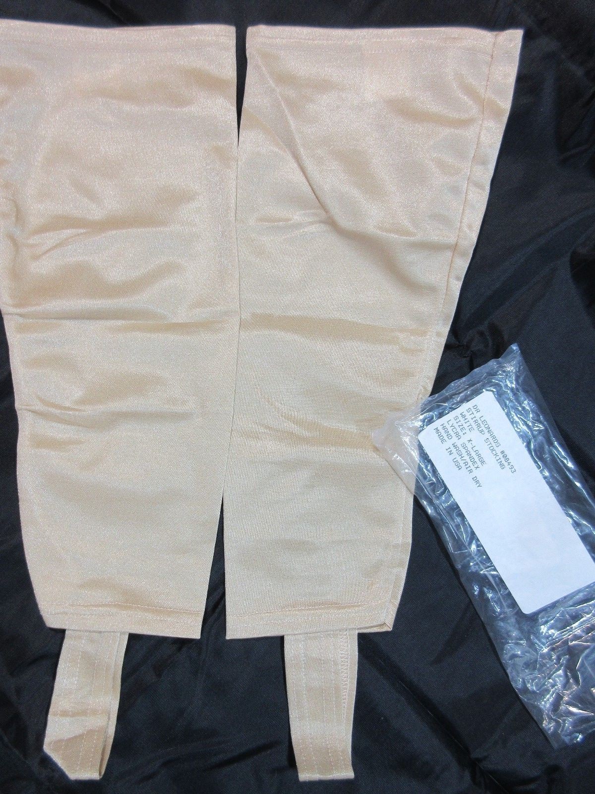 Stirrup Stockings Lycra Spandex Off-White USA Made Vintage XL Dr Leonards #08493