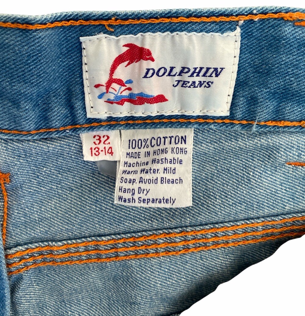 Vintage Y2K Dolphin Jeans Denim Blue Pants Size 32 (13-14) Hong Kong USED
