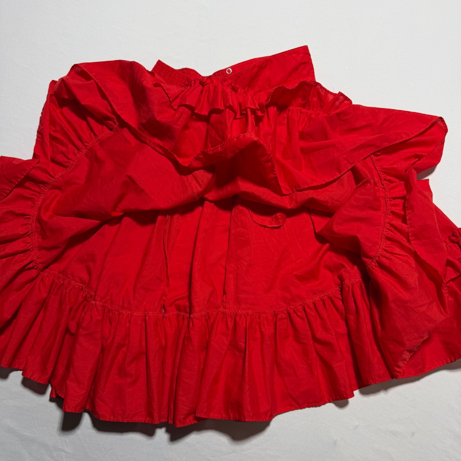 Partners Please Malco Modes Red Square Dance Skirt Size M Tiered Ruffle Vtg