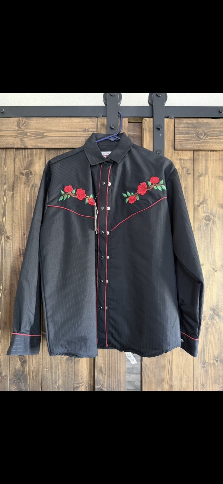 VTG70s NEW WOMENS MED Black BUTTON Snap WESTERN COWBOY SHIRT By Midwest Garment