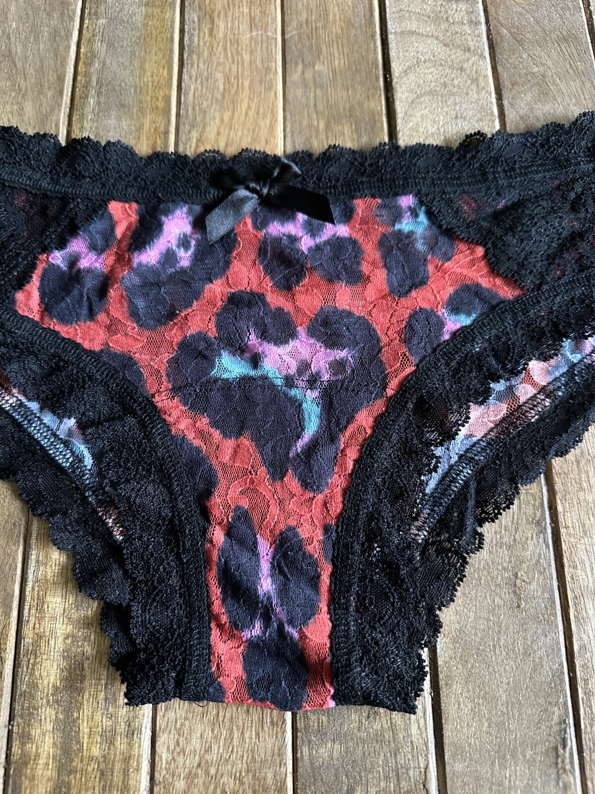 Vtg Hanky Panky M Black Lace Hipster Hiphugger Bikini Panties
