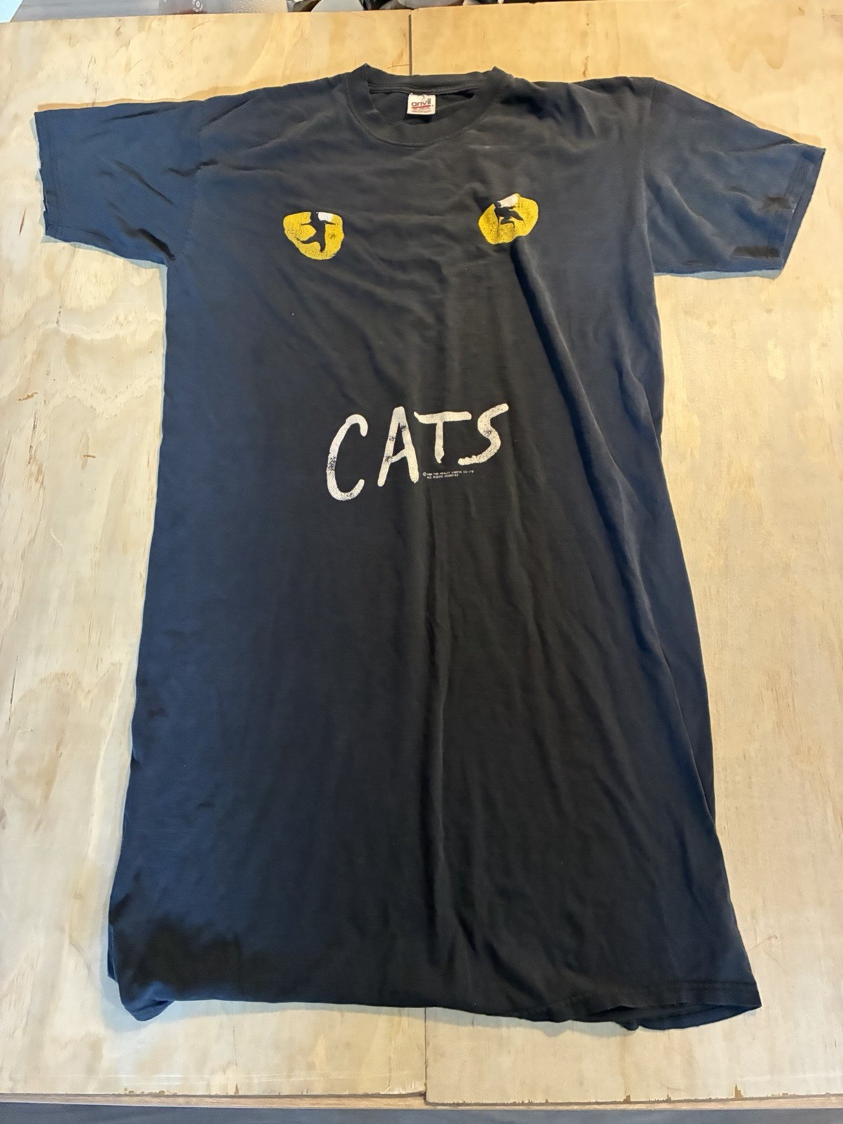 Vintage 90s Cats Musical T Shirt Dress One Size Fits All Anvil 40” Length Promo