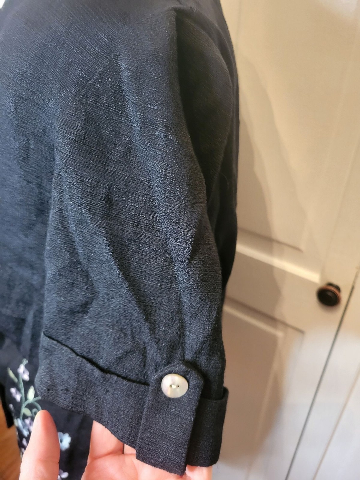 Studio 1 Vintage 90s Black Embroidered Button Up 16 Dark Cottage Whimsygoth
