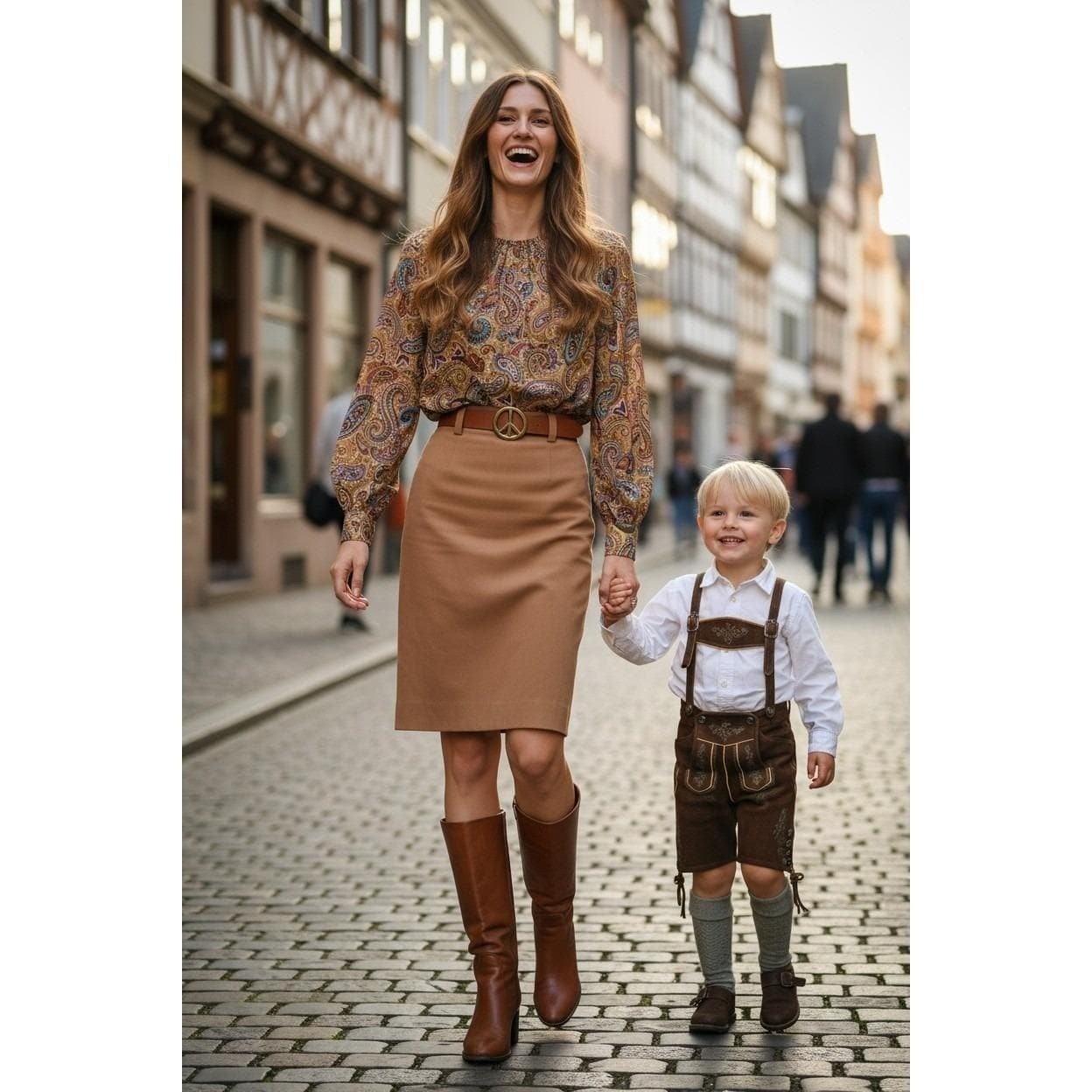 Vintage Mondi West Germany Camel Tan Pencil Skirt High Waist Size 38 Old Money
