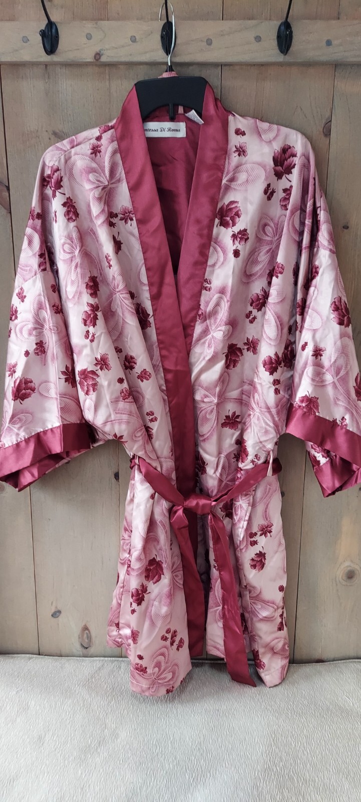 Vintage Contessa Di Roma Womens Floral Print Kimono Robe Knee Length Size 3X