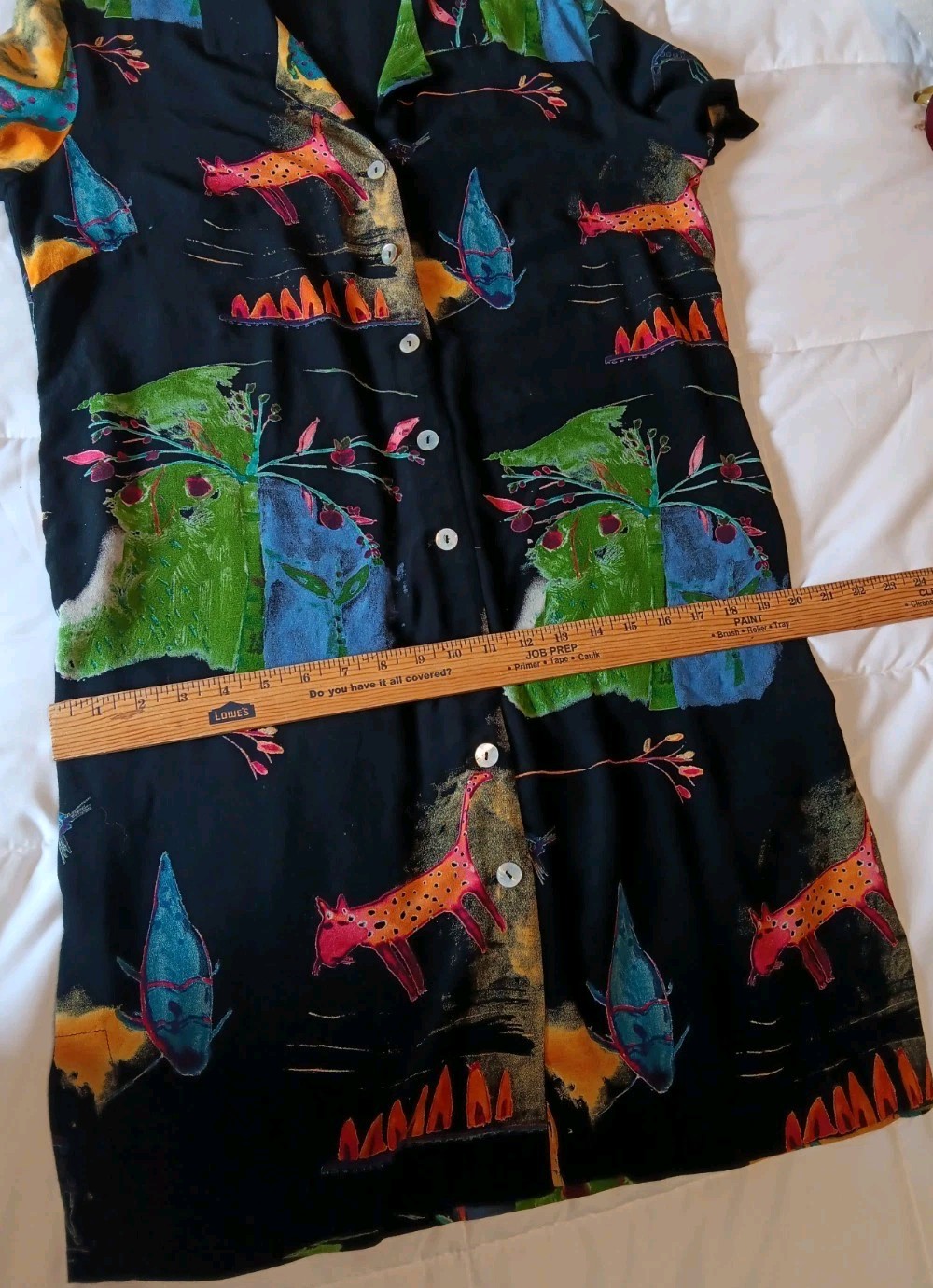 Vtg Jeffrey & Dara Button-Up Shirt Dress, Medium?, 90s Wearable Art, Cats, Fish