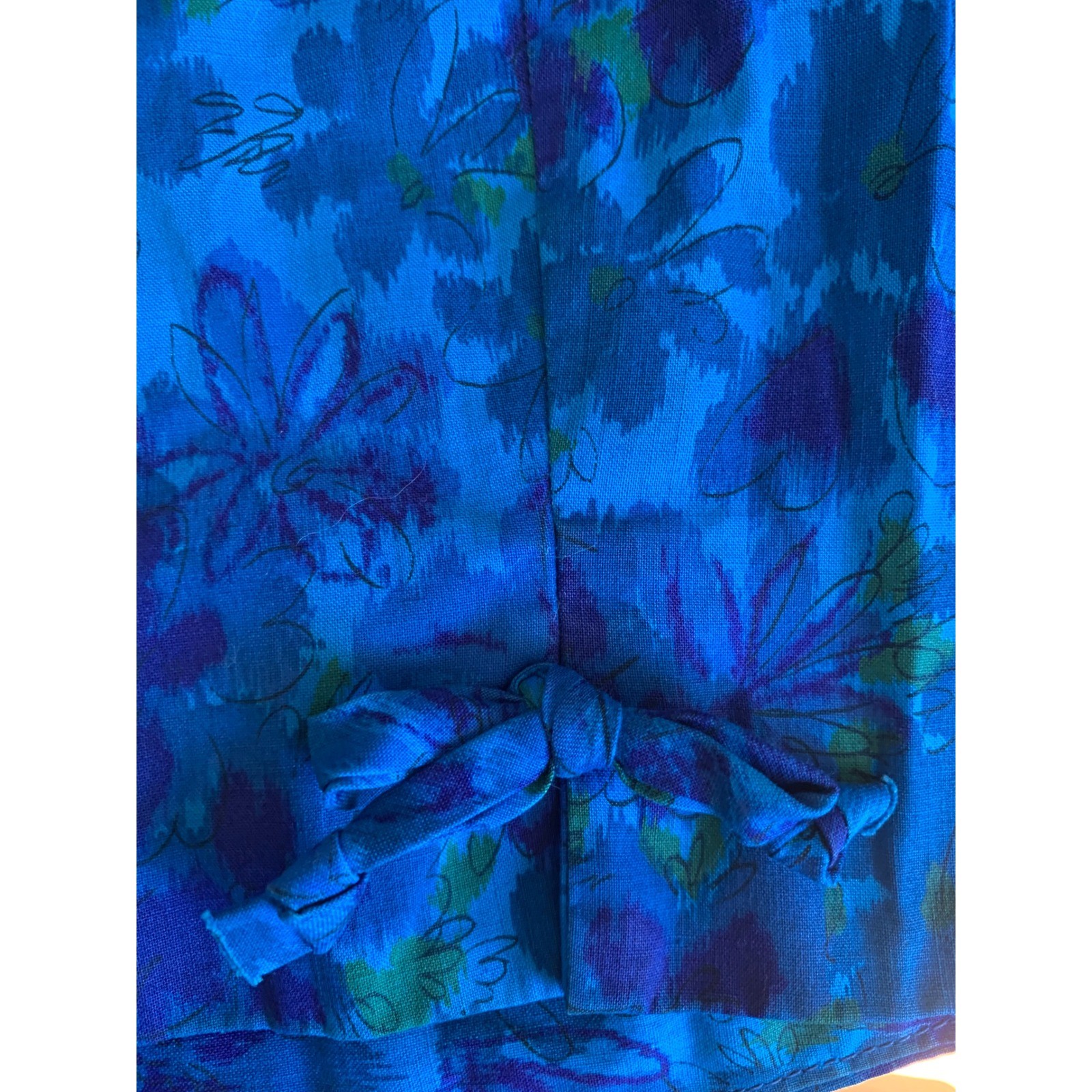 Rhoda Lee Vintage 50s Blue Floral Short Sleeve Button Back Blouse Top