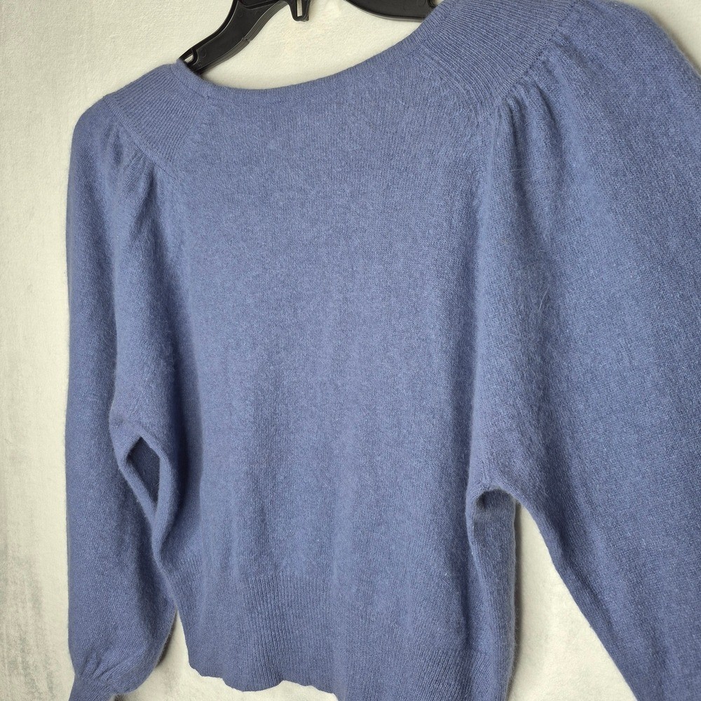 Vintage Carson Pirie Scott Angora Lambswool Puff Shoulder Sweater Blue – M
