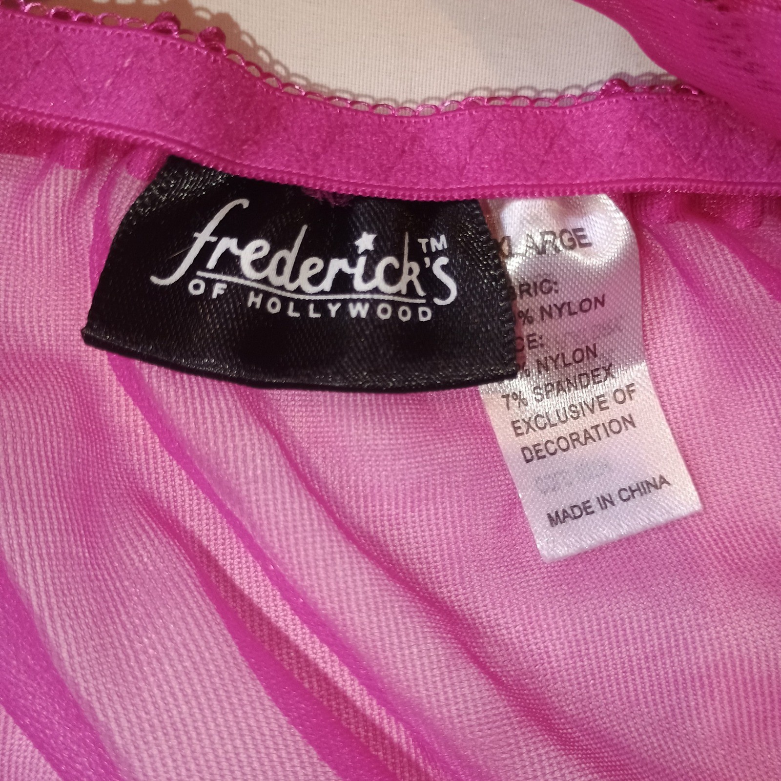 Frederick’s of Hollywood Babydoll Lingerie Set w/ Thong Pink Lace Sheer XL NWOT