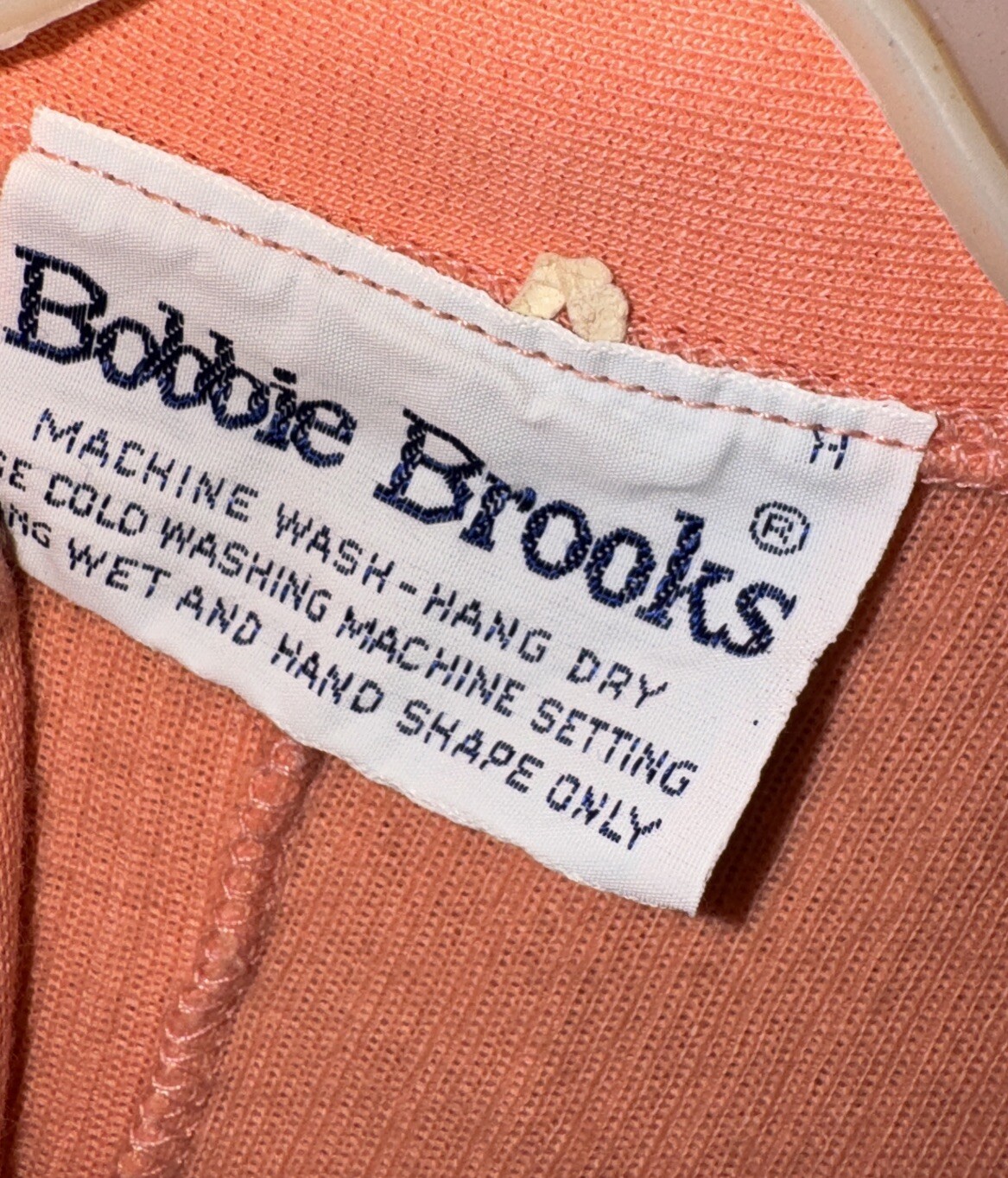 Medium Long Vintage Dress Long Sleeve 1/4 Button Collard, Peach Bobbie Brooks