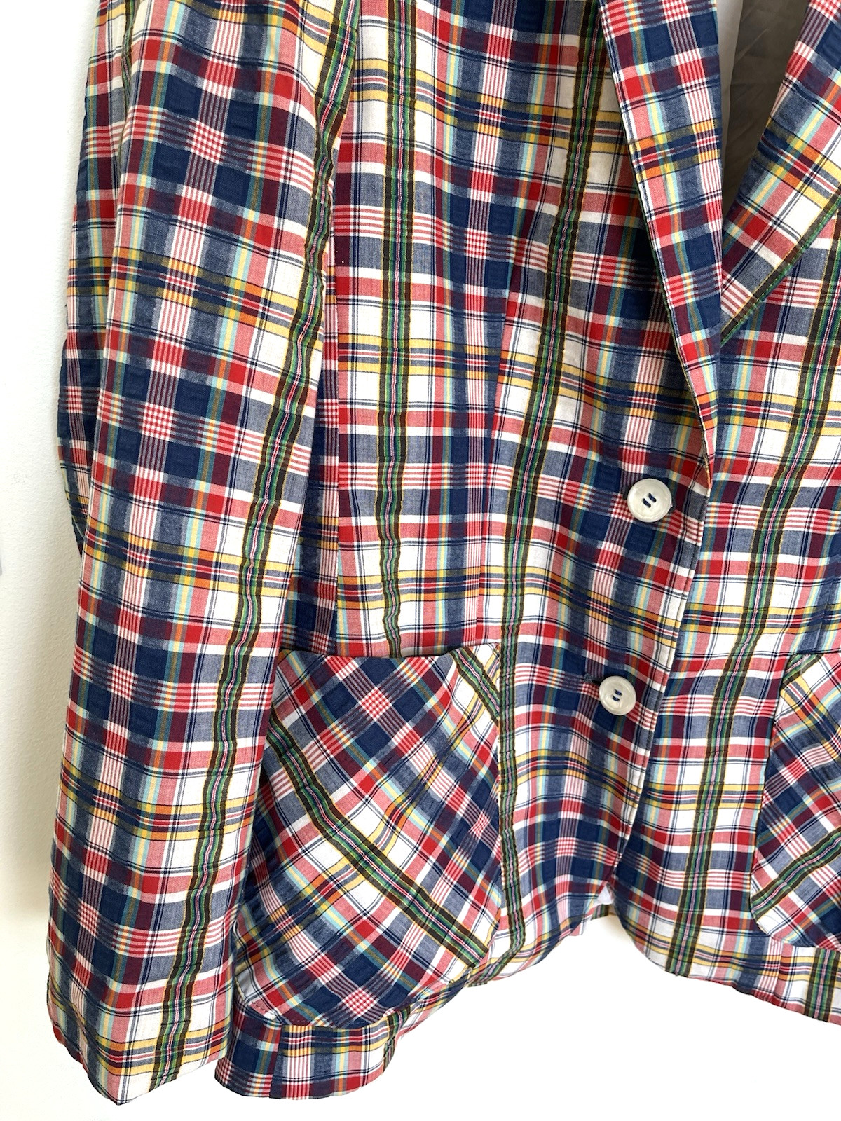 VINTAGE F.A.I. Women’s Size 12 Plaid Blazer Navy Green White Red