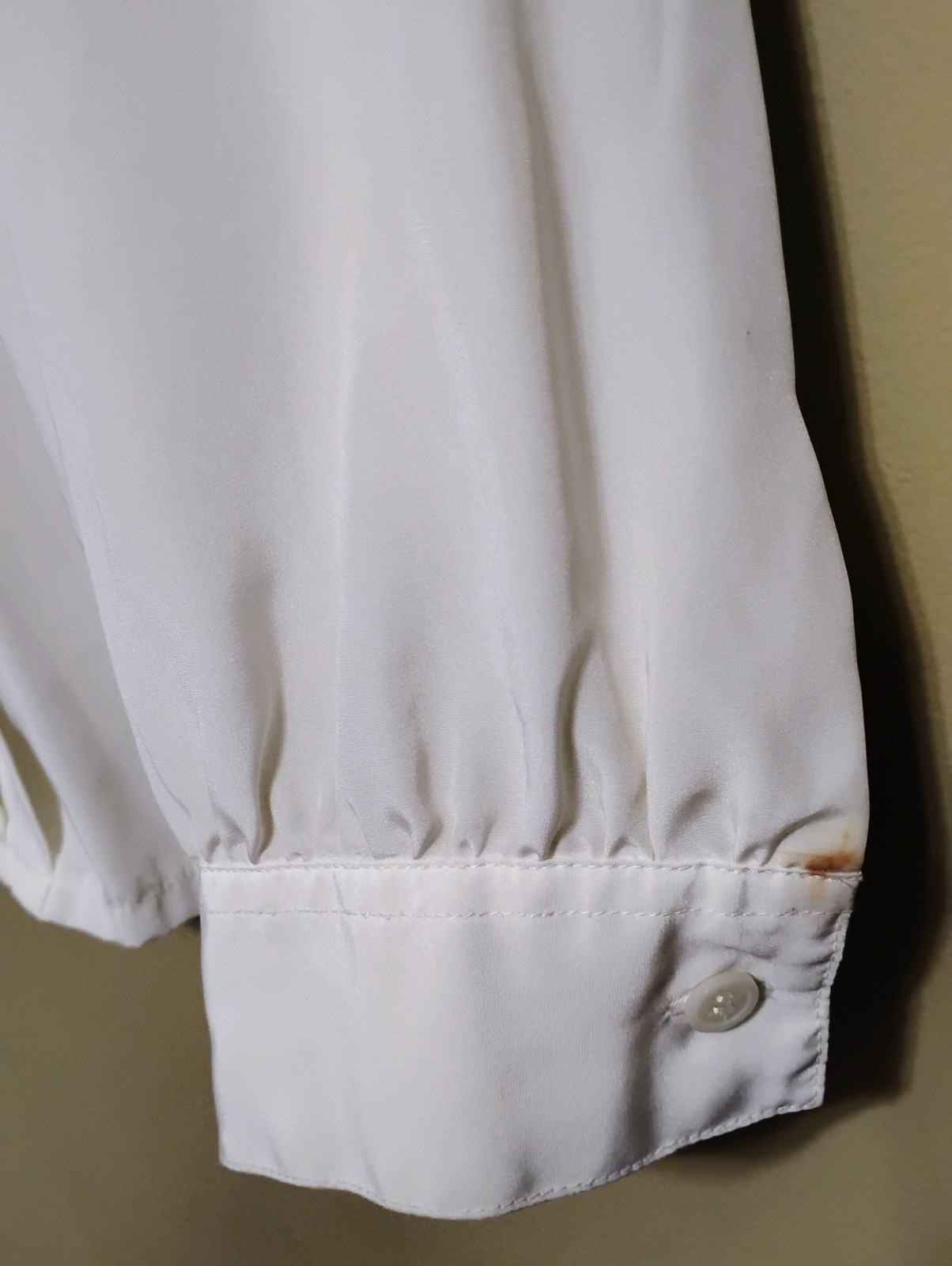 Vintage 80s JACOBSON’S Women’s Ivory Blouse w/ Pleated Wrapped Neckline SIZE 16